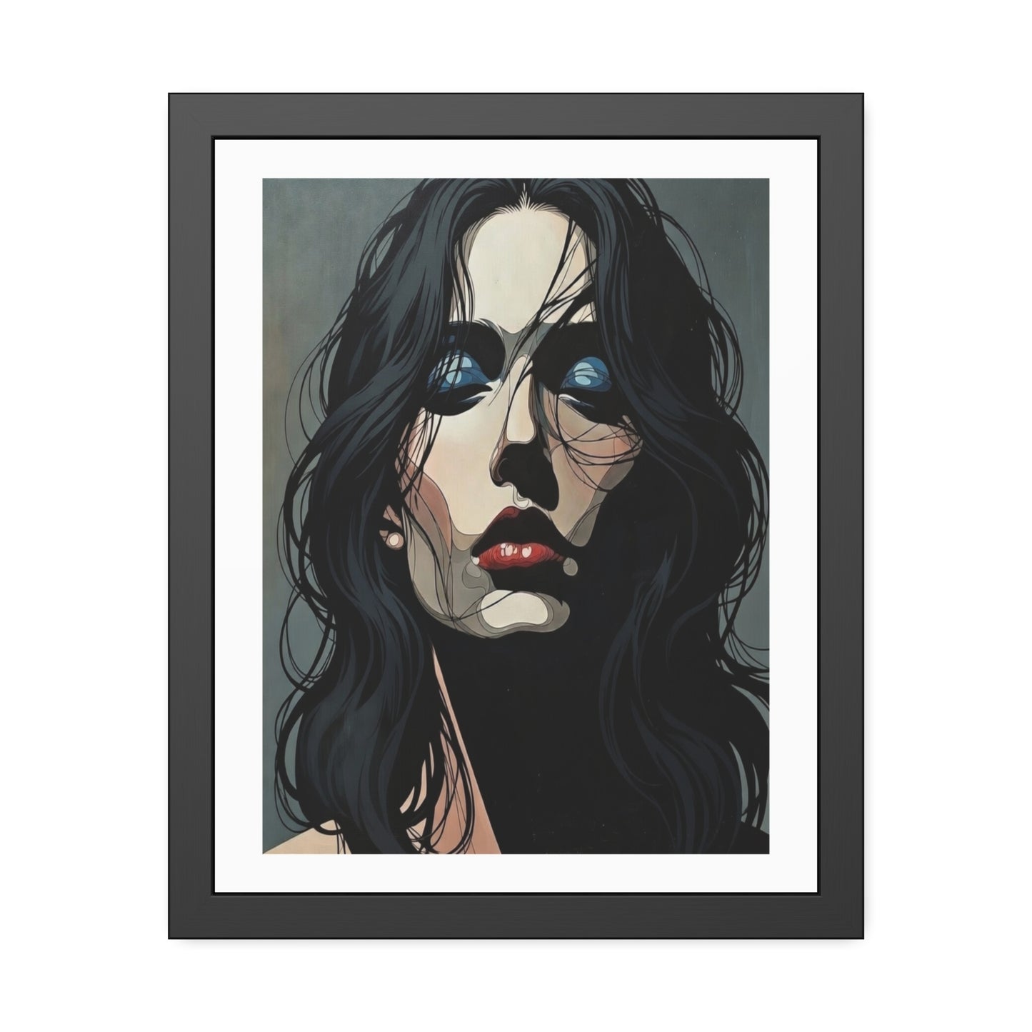 Framed Poster — Moody Portrait Art Print (Dark Feminine Wall Decor)