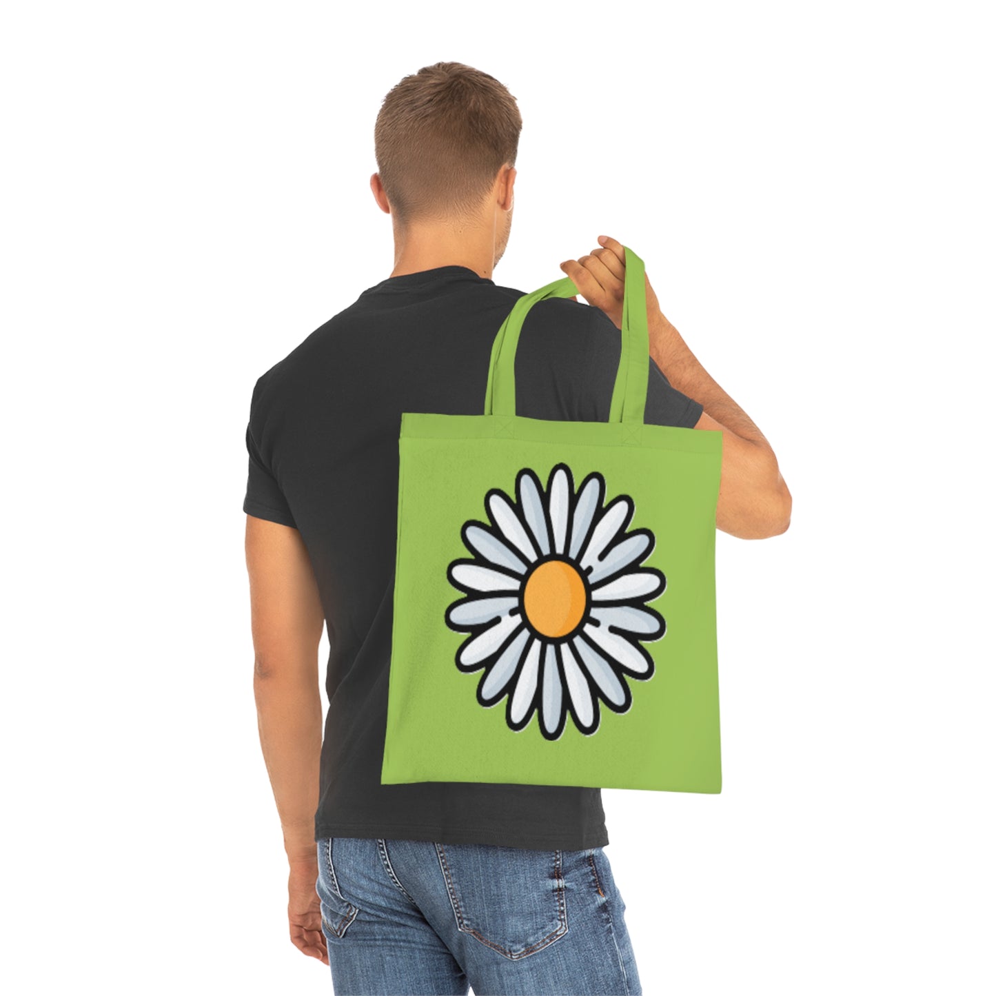 Daisy Print Cotton Tote Bag – Cute Floral Market Tote