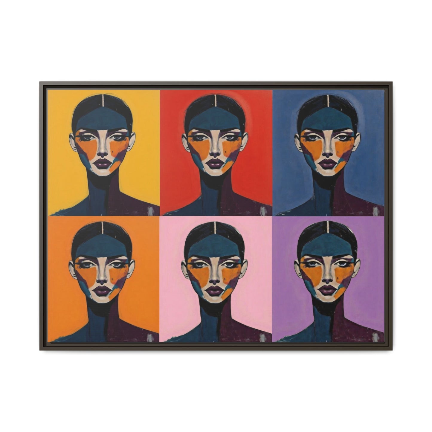 Pop Art Portrait Matte Canvas — Framed Multi-Color Wall Art