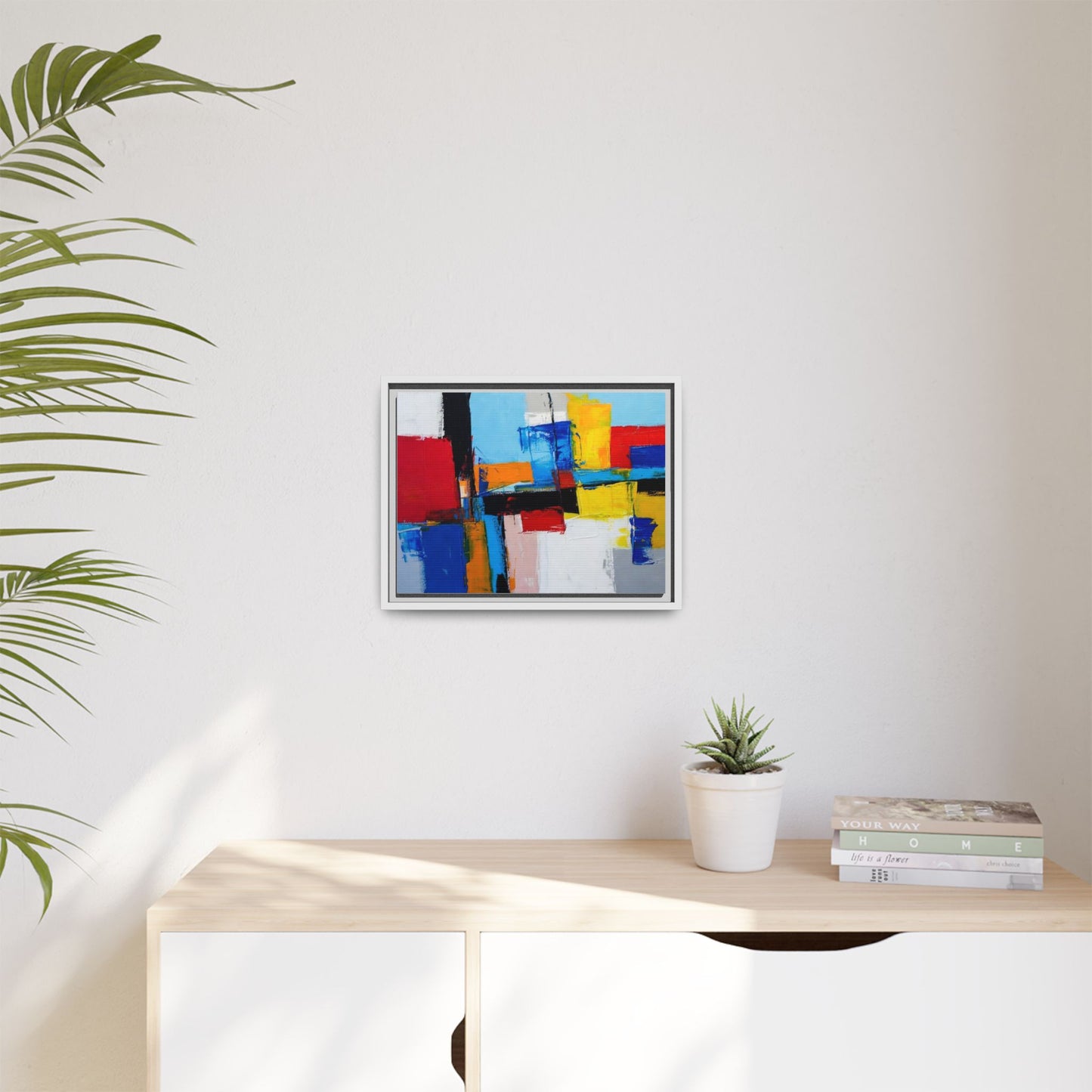 Abstract Color Block Matte Canvas Framed Wall Art