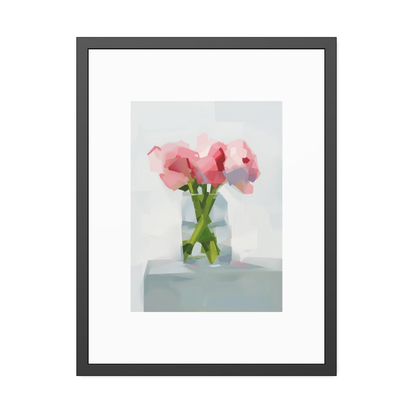 Framed Poster — Pink Floral Still Life Art Print (Modern Minimal)