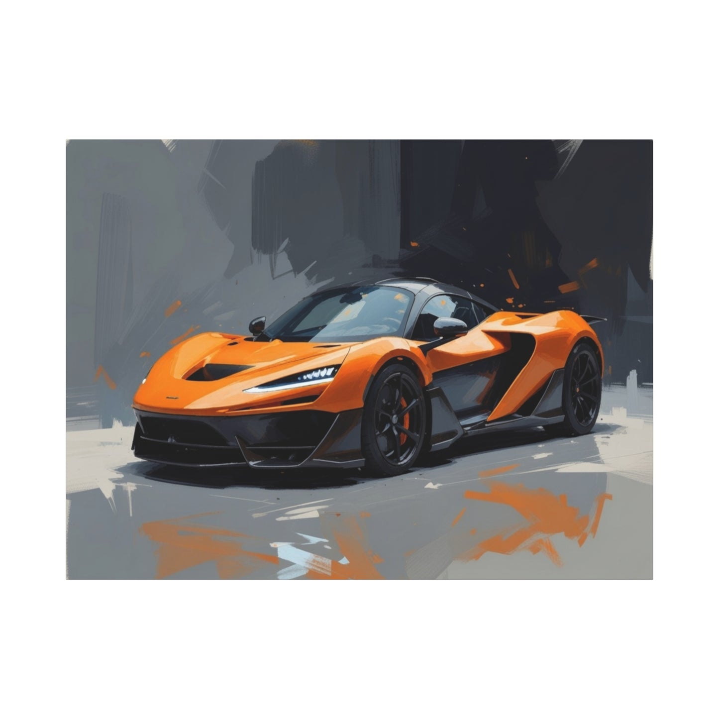 Orange Supercar Matte Canvas Wall Art – Stretched 1.25" Sports Car Print