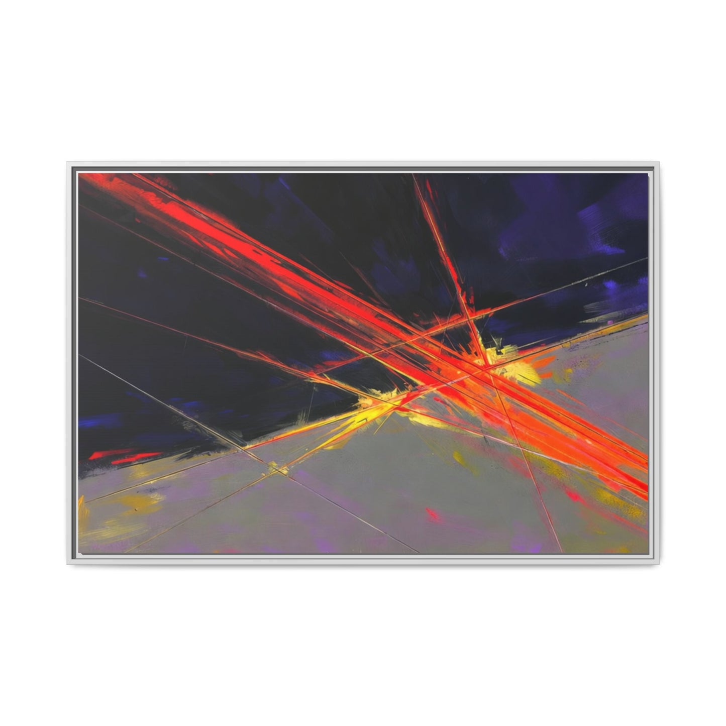 Abstract Red Streaks Framed Matte Canvas Art — Modern Multi‑Color Wall Decor