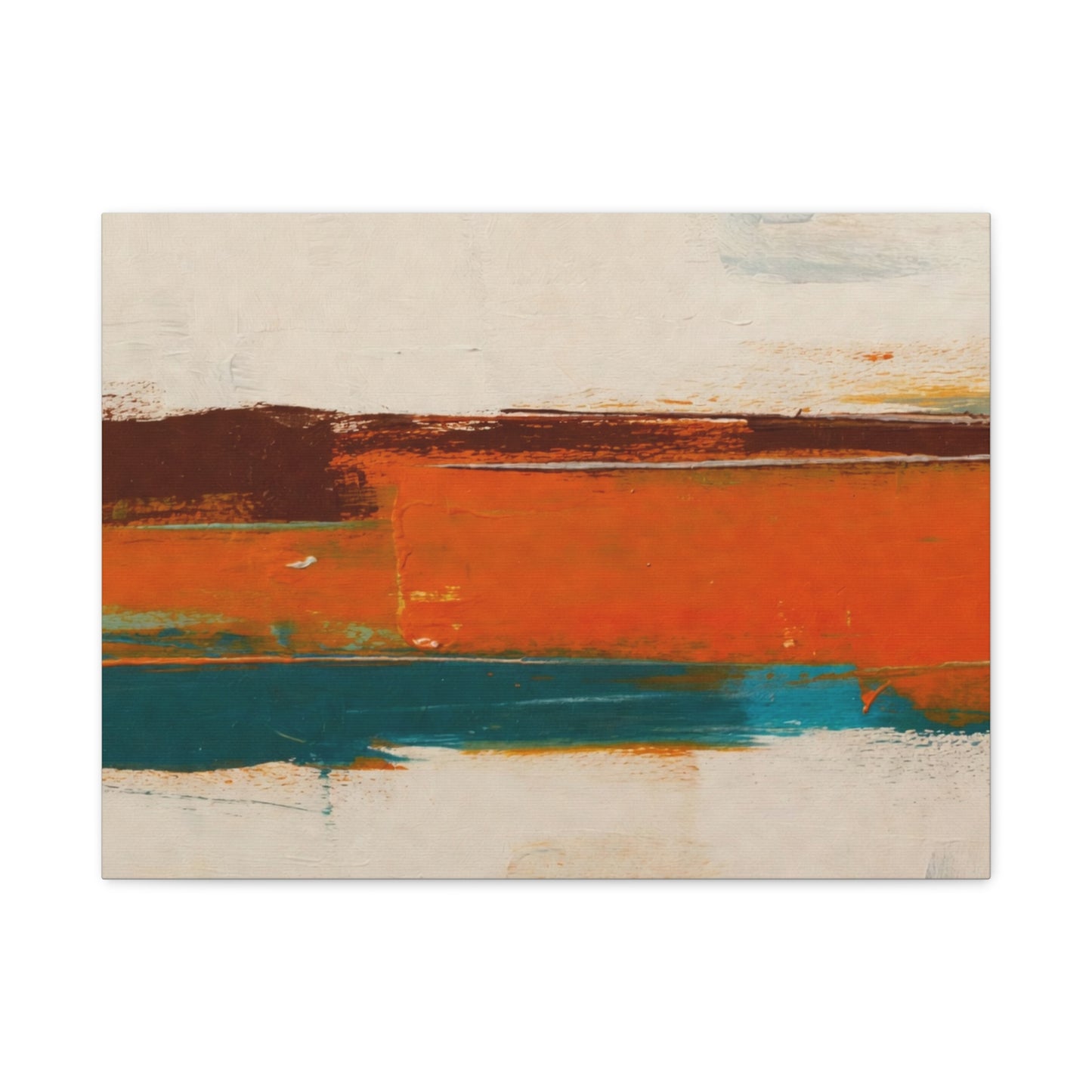 Abstract Orange & Teal Matte Canvas Wall Art — Stretched 1.25"