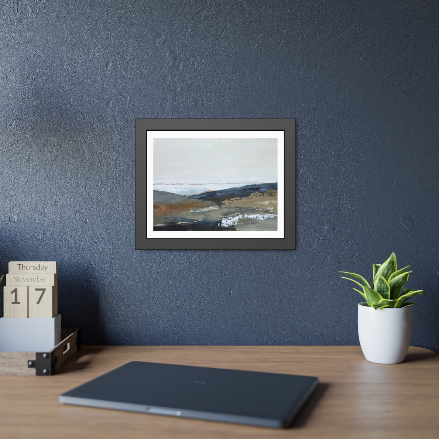 Framed Abstract Landscape Print — Calming Coastal Wall Art Poster