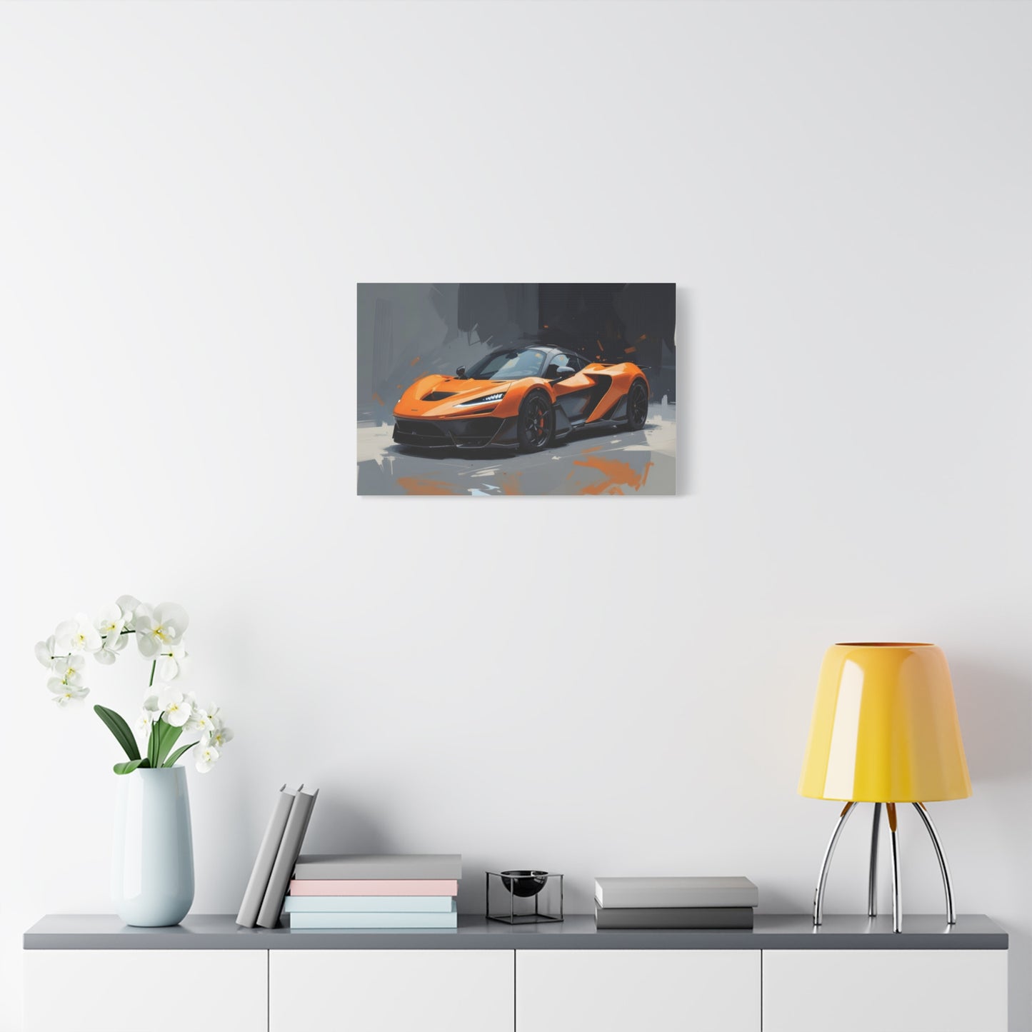 Orange Supercar Matte Canvas Wall Art – Stretched 1.25" Sports Car Print