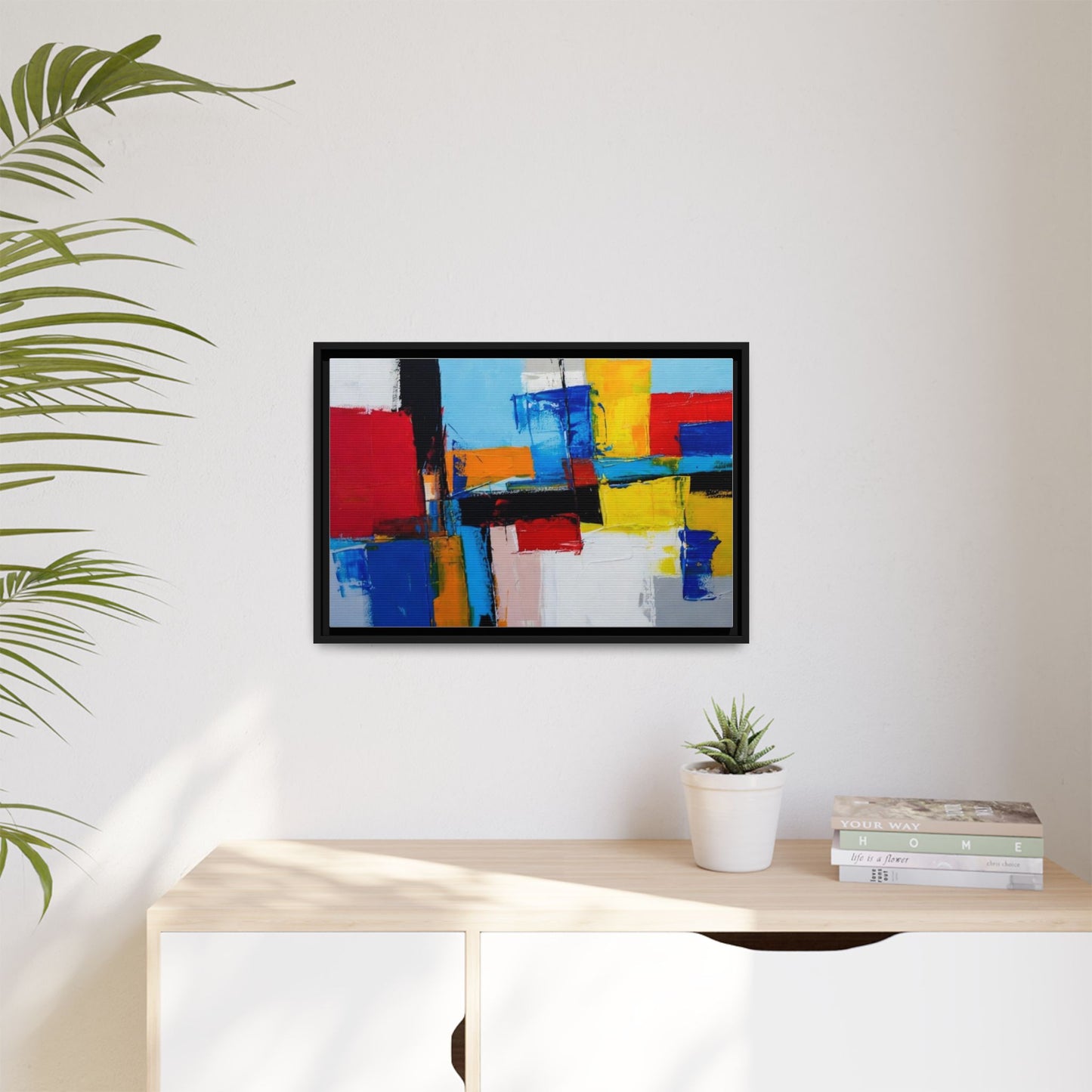 Abstract Color Block Matte Canvas Framed Wall Art