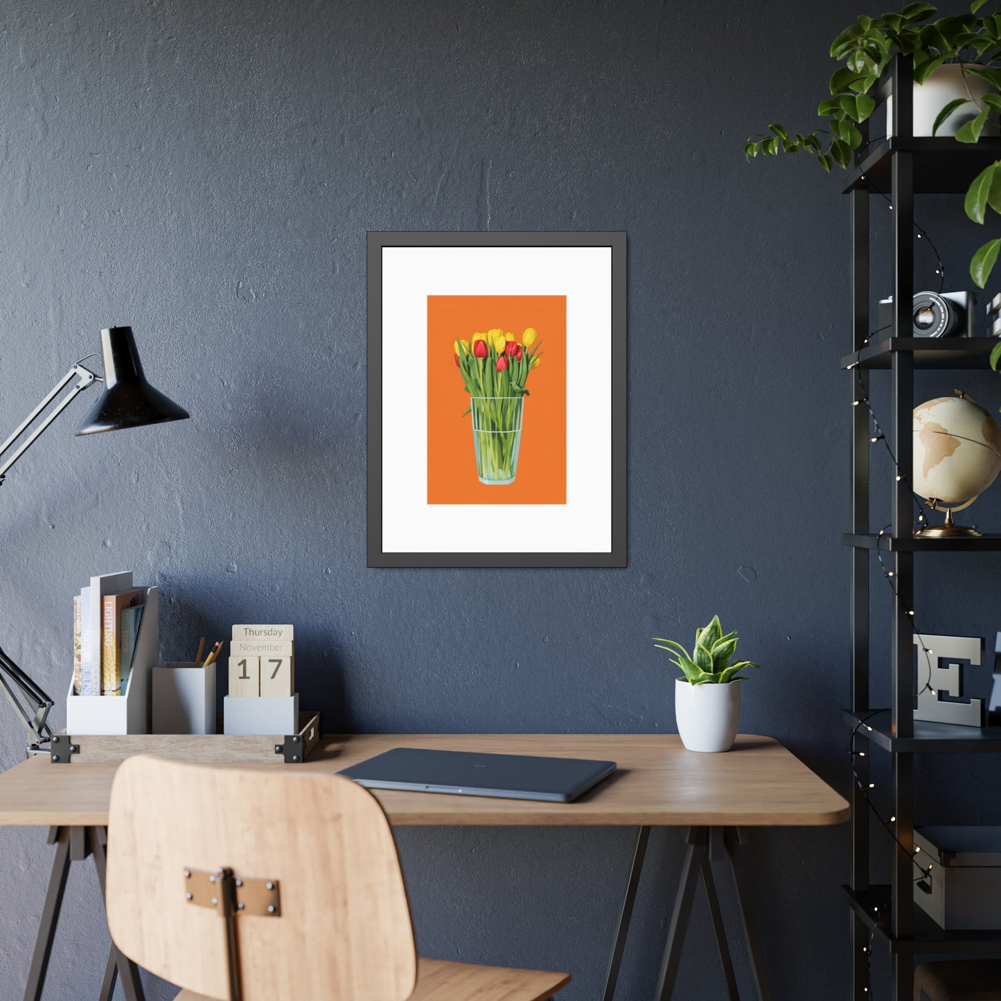 Framed Poster — Colorful Tulip Vase Wall Art (Spring Floral Print)