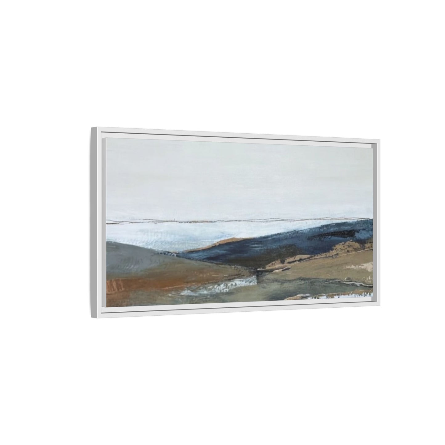 Framed Matte Canvas Wall Art — Serene Coastal Abstract Landscape