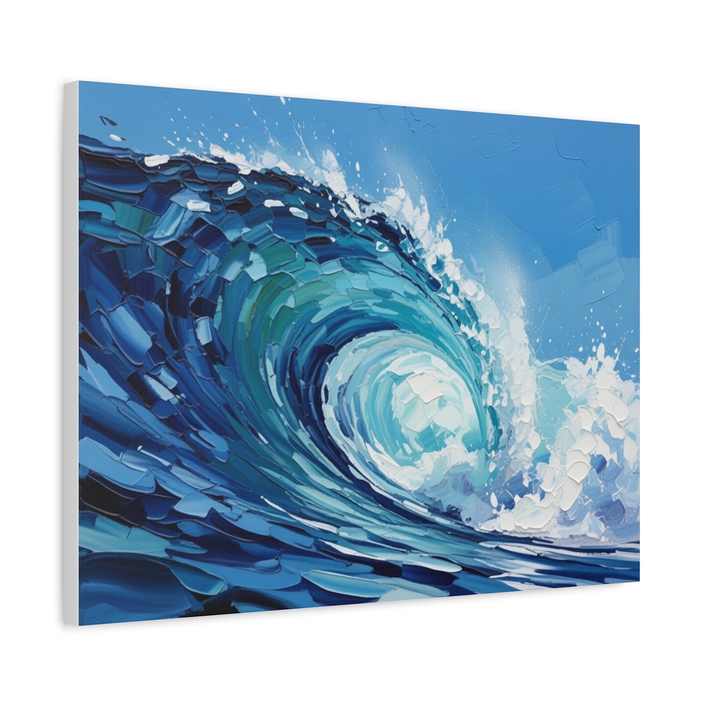 Ocean Wave Matte Canvas Wall Art — Blue Surf Wave Painting, Stretched 1.25"