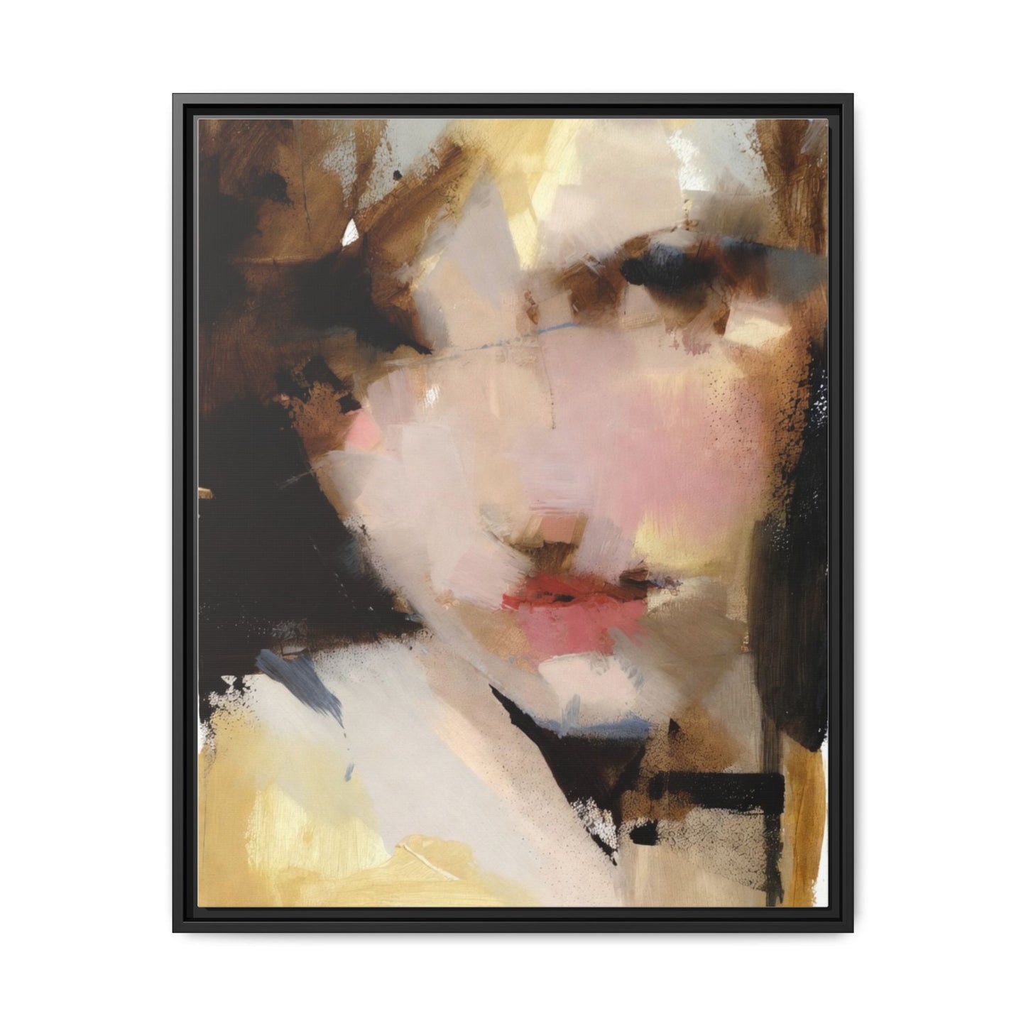 Abstract Portrait Matte Canvas Framed Print — Modern Feminine Wall Art