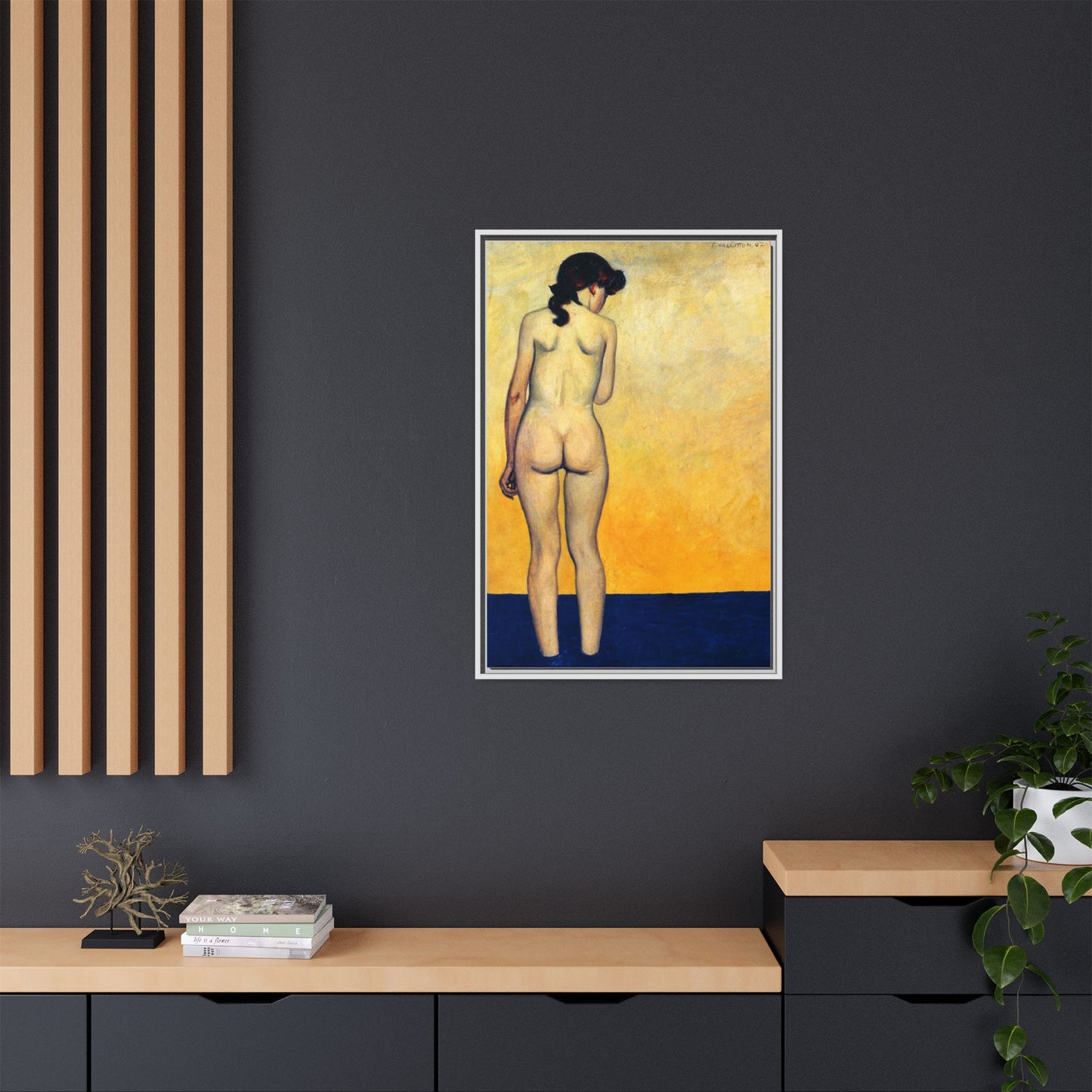 Adolescente entrant dans l'eau by Félix Vallotton Framed Matte Canvas Wall Art Print