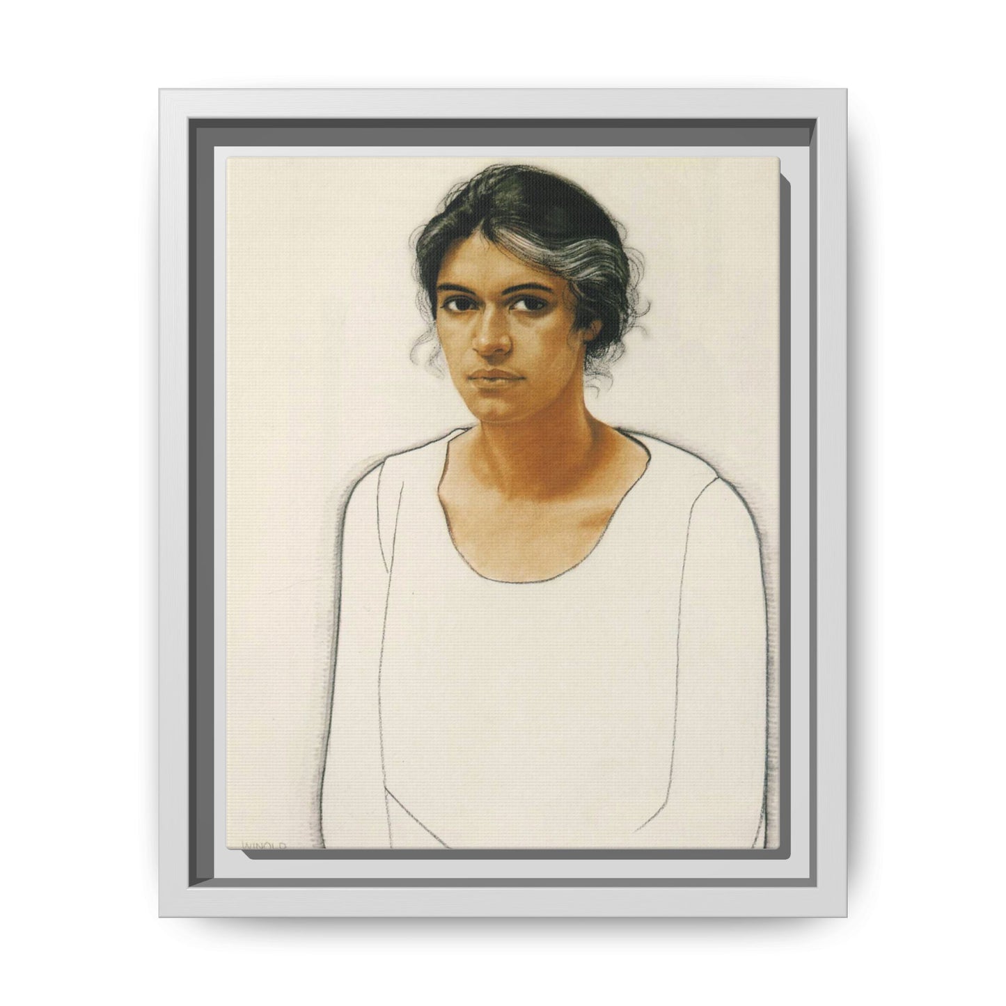 Portrait of a Woman by Winold Reiss Framed Matte Canvas Portrait Print