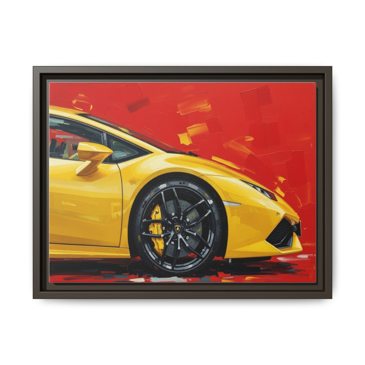 Yellow Sports Car Matte Canvas Print — Framed Automotive Wall Art