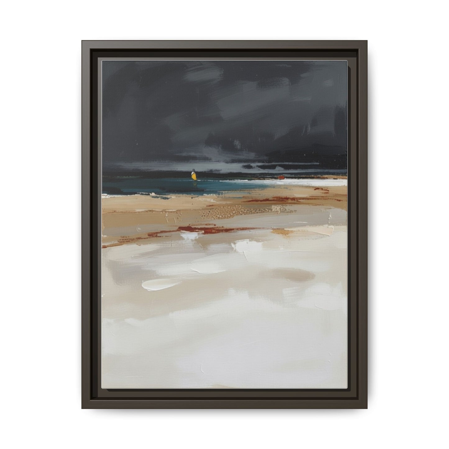 Framed Matte Canvas Beachscape Art Print — Coastal Abstract Wall Decor
