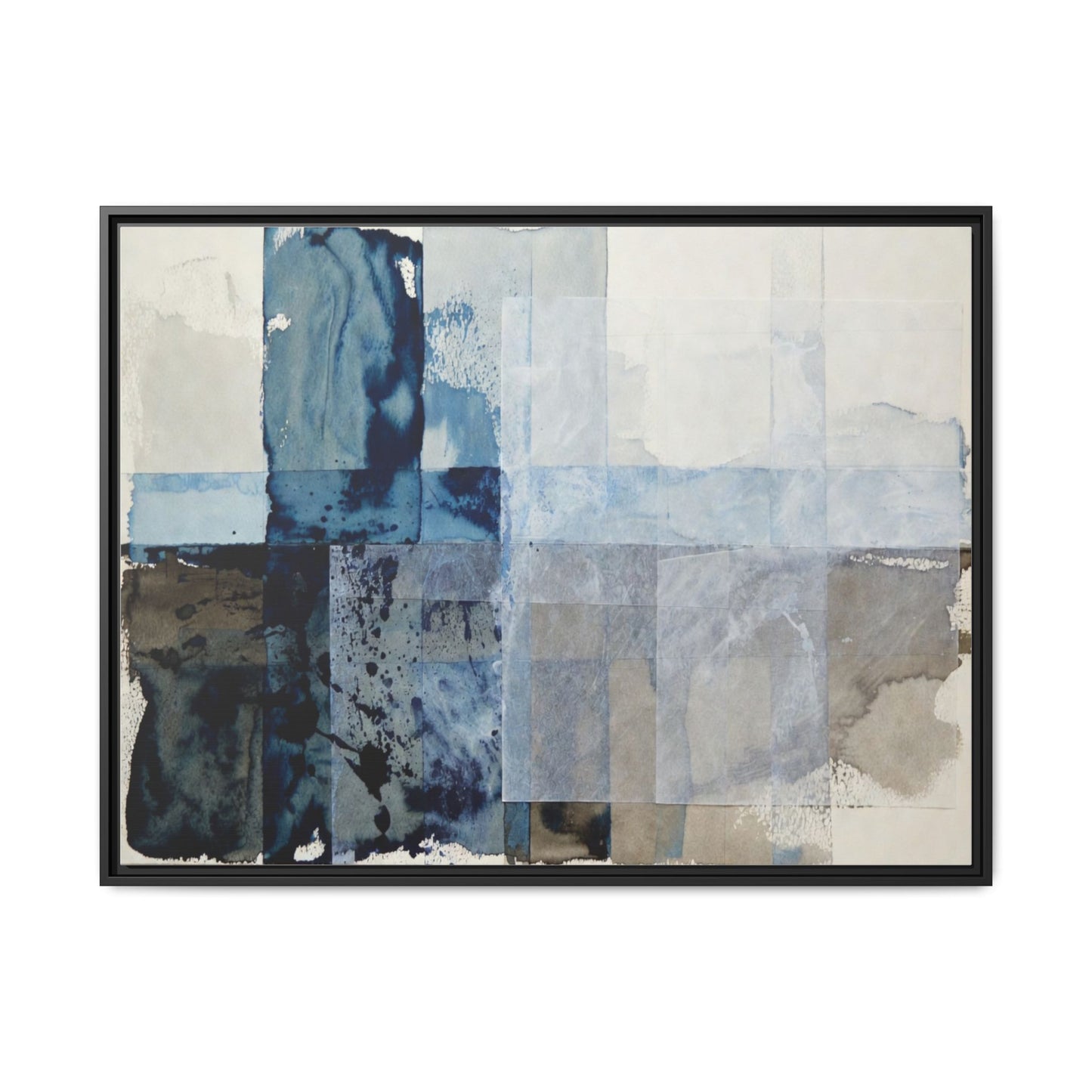 Abstract Coastal Blue Framed Canvas Art