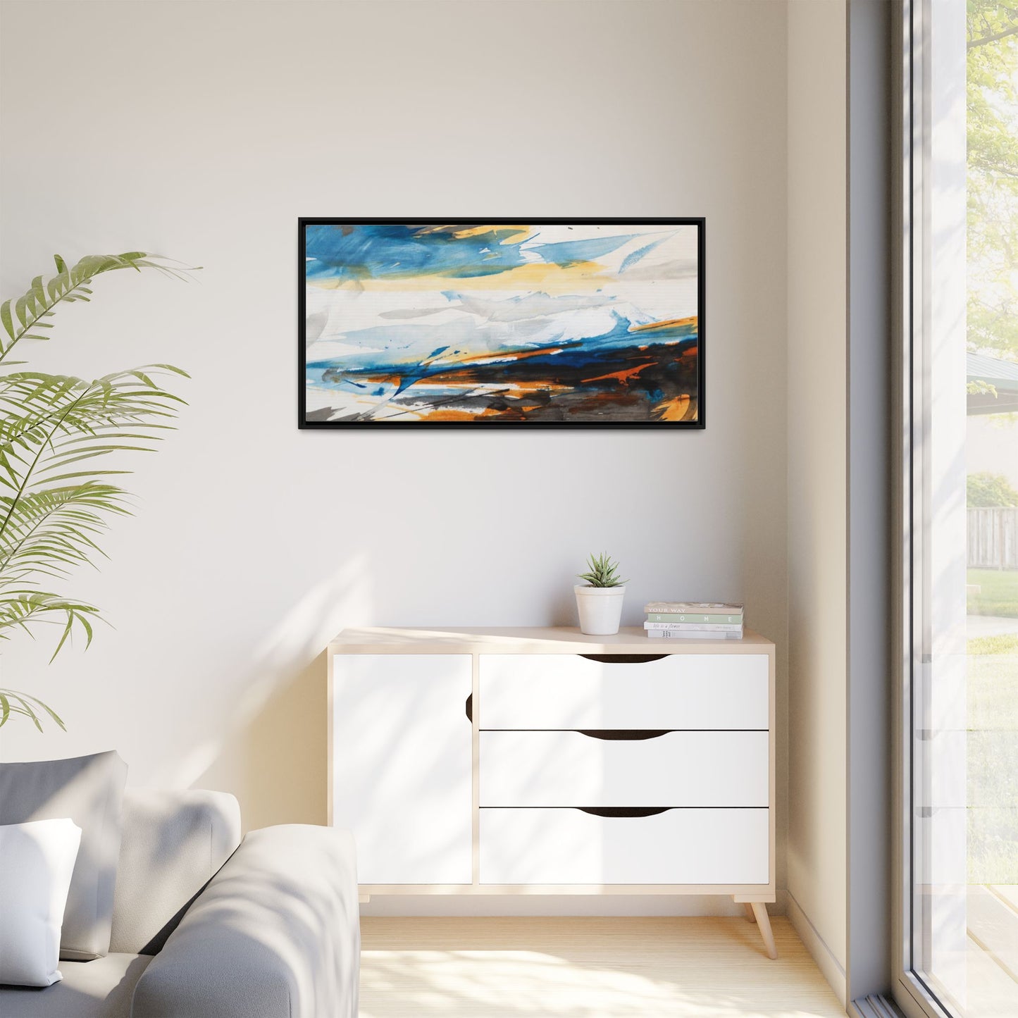 Abstract Coastal Waves Matte Canvas Framed Wall Art