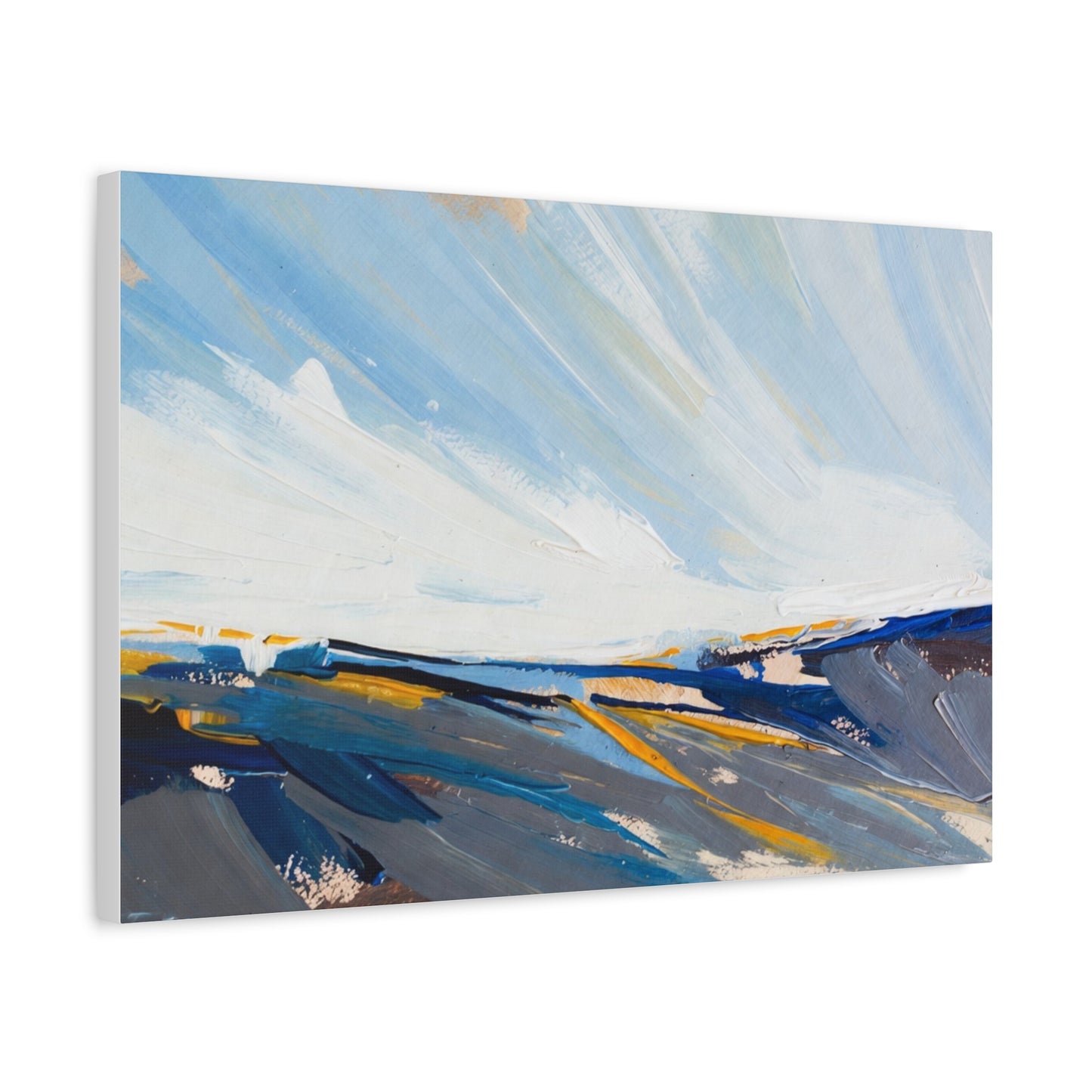 Abstract Coastal Landscape Canvas Print — Blue Sky Seascape Wall Art