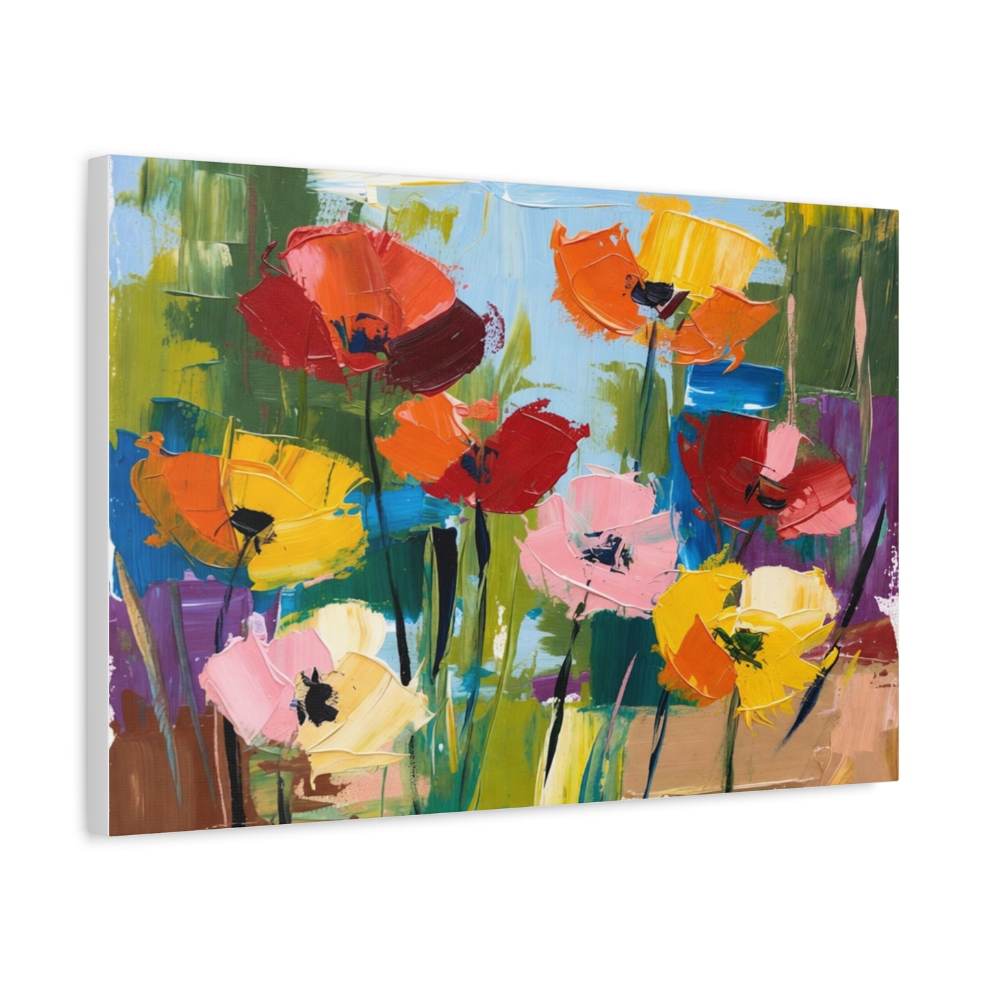Colorful Abstract Floral Canvas Wall Art — Matte Stretched 1.25"