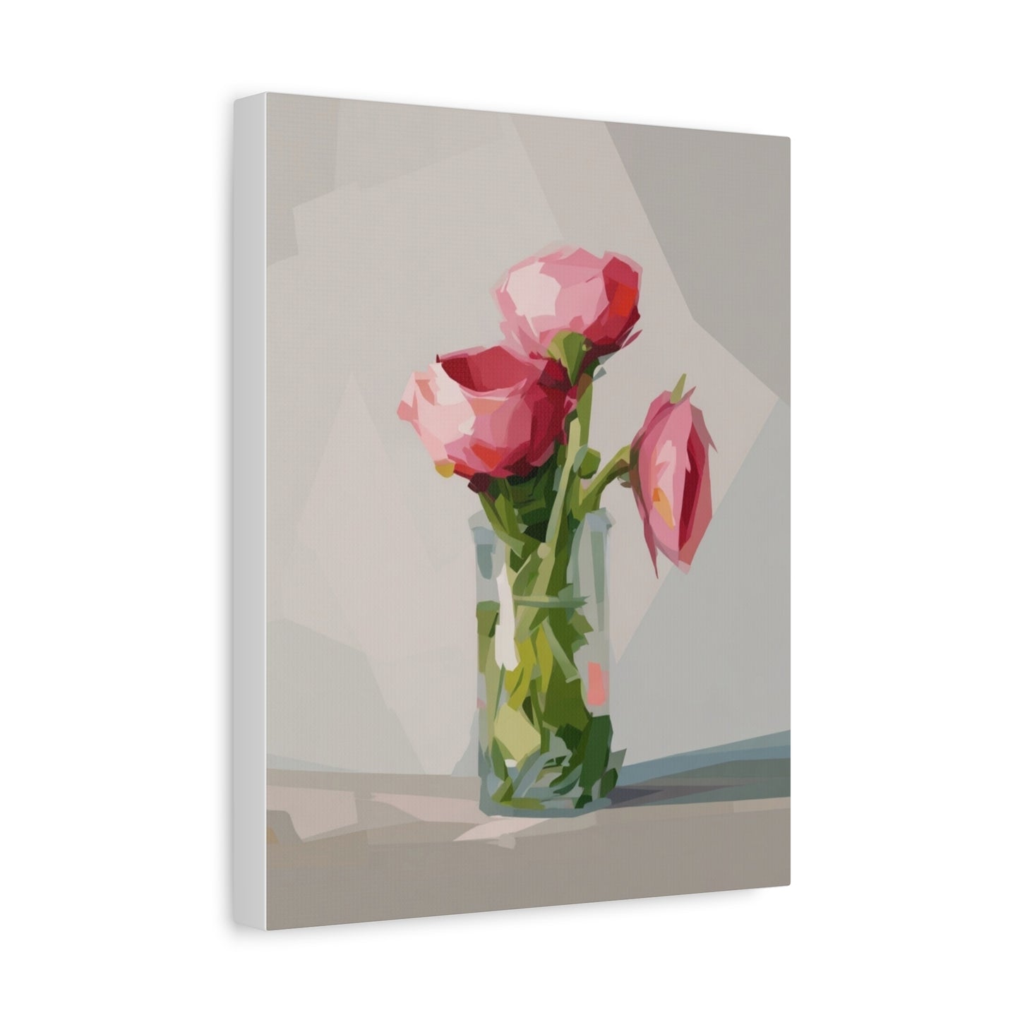 Pink Floral Vase Canvas Print — Stretched Matte Wall Art