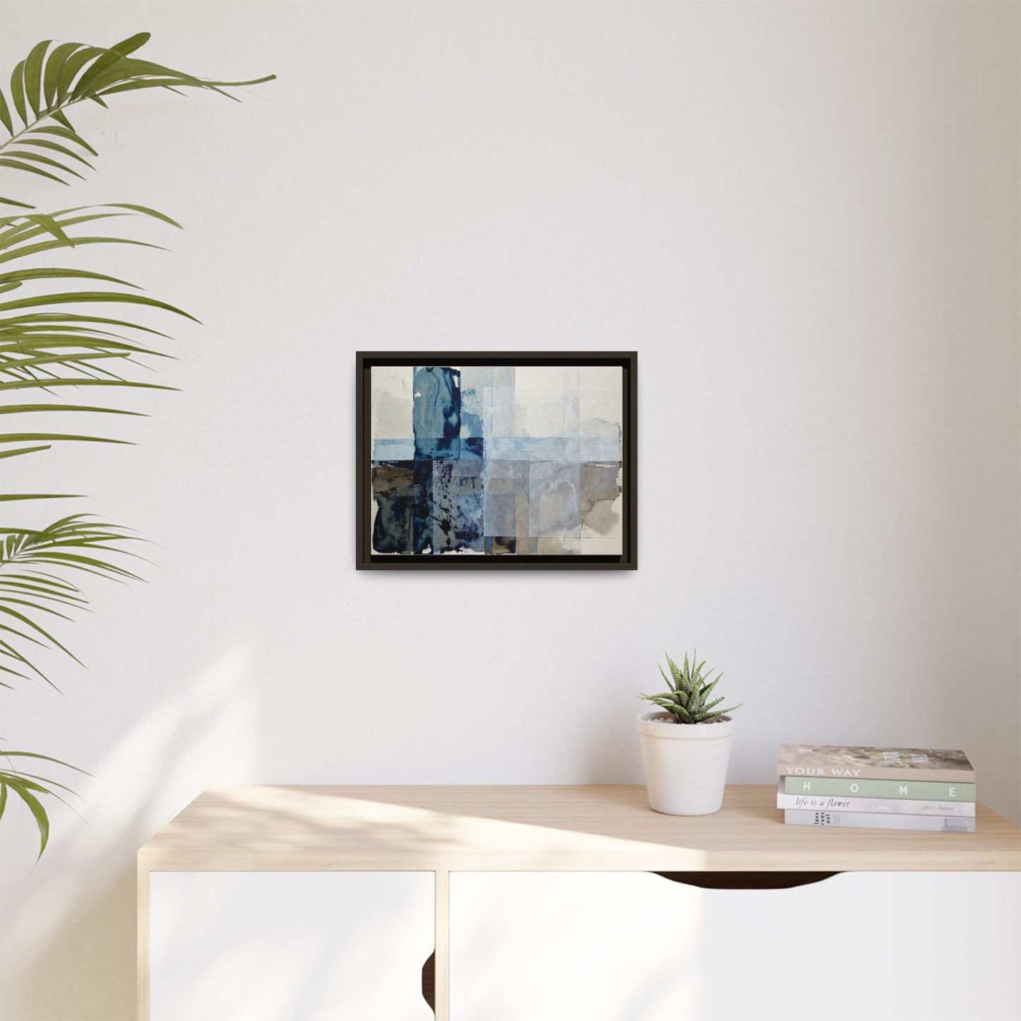 Abstract Coastal Blue Framed Canvas Art