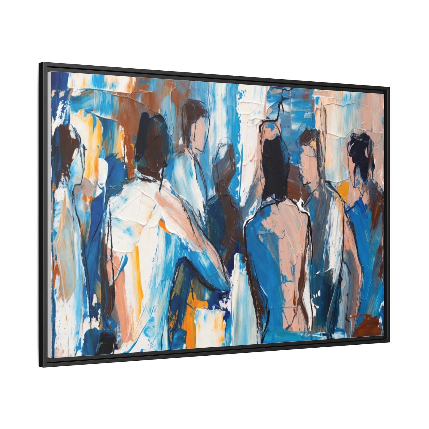 Abstract Coastal Figures Matte Canvas Framed Wall Art