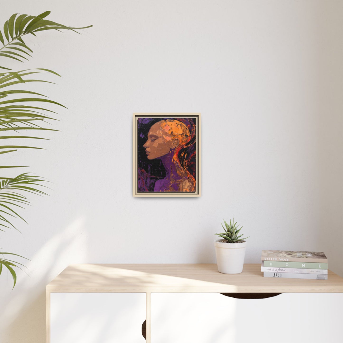 Abstract Profile Portrait Matte Framed Canvas — Multicolor Feminine Art Print