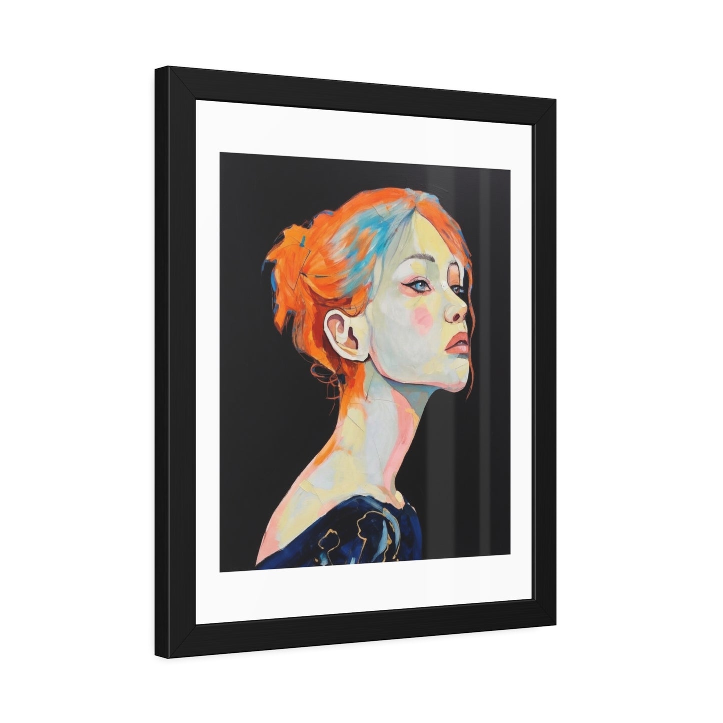 Framed Art Print — Colorful Portrait of Red‑Haired Woman