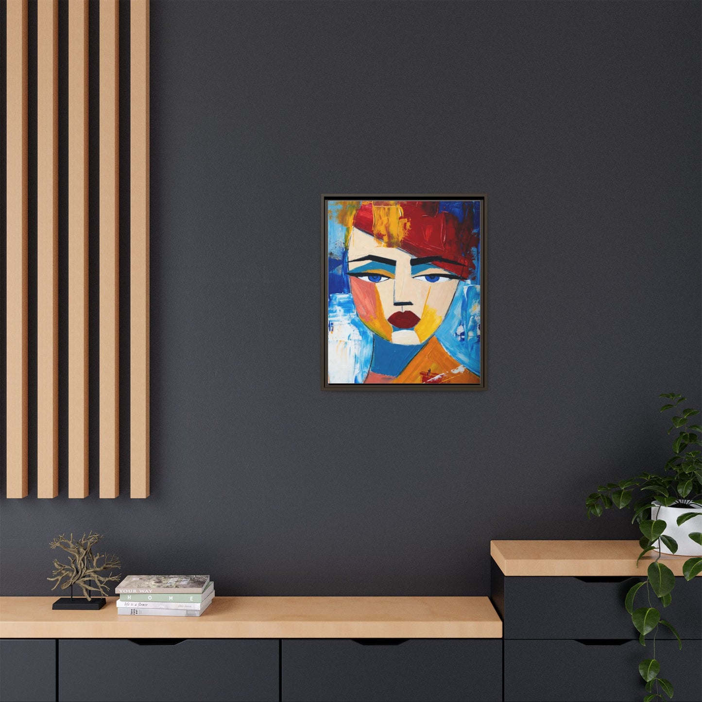 Abstract Colorful Portrait Framed Canvas Art