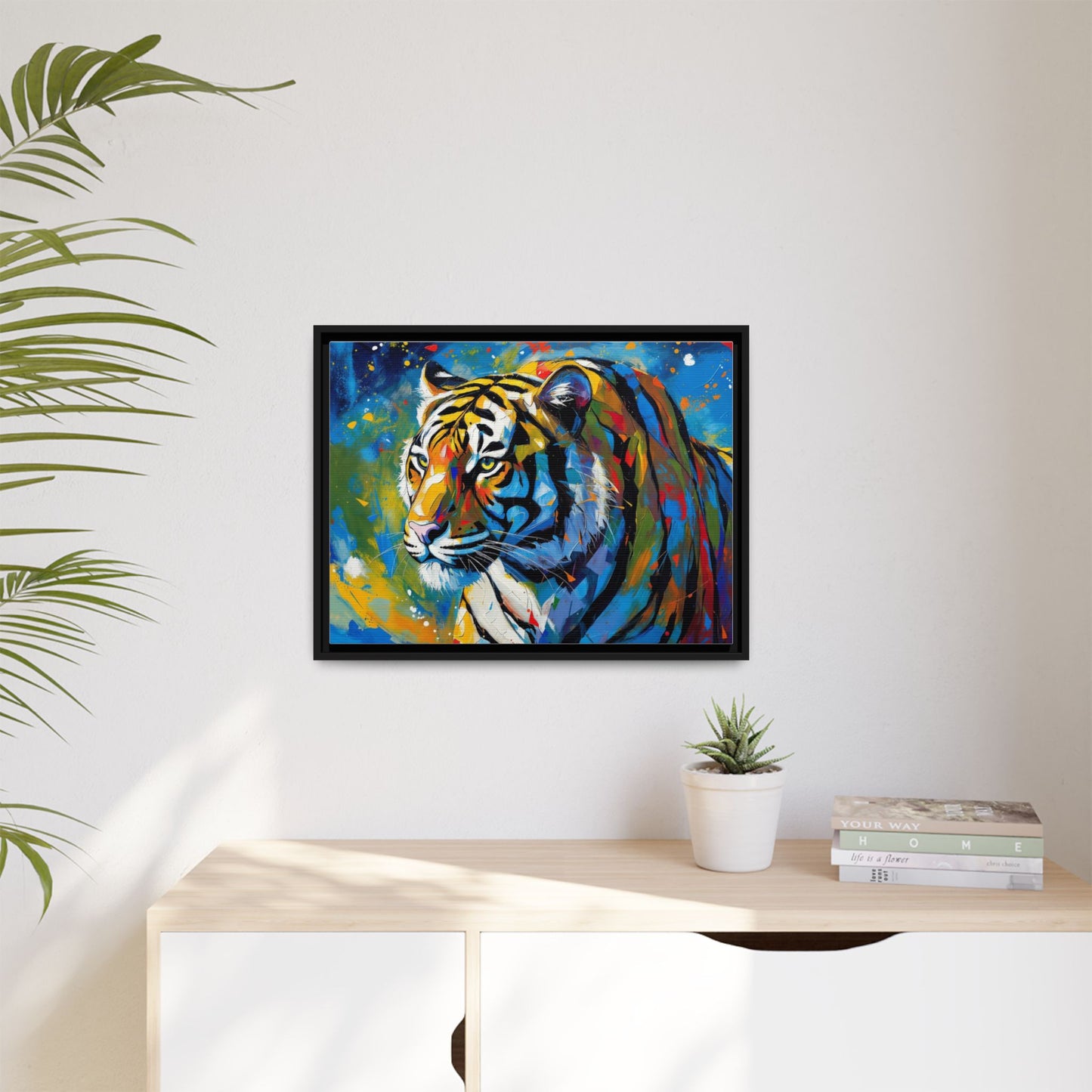 Colorful Tiger Matte Canvas Framed Art — Vibrant Wildlife Wall Decor