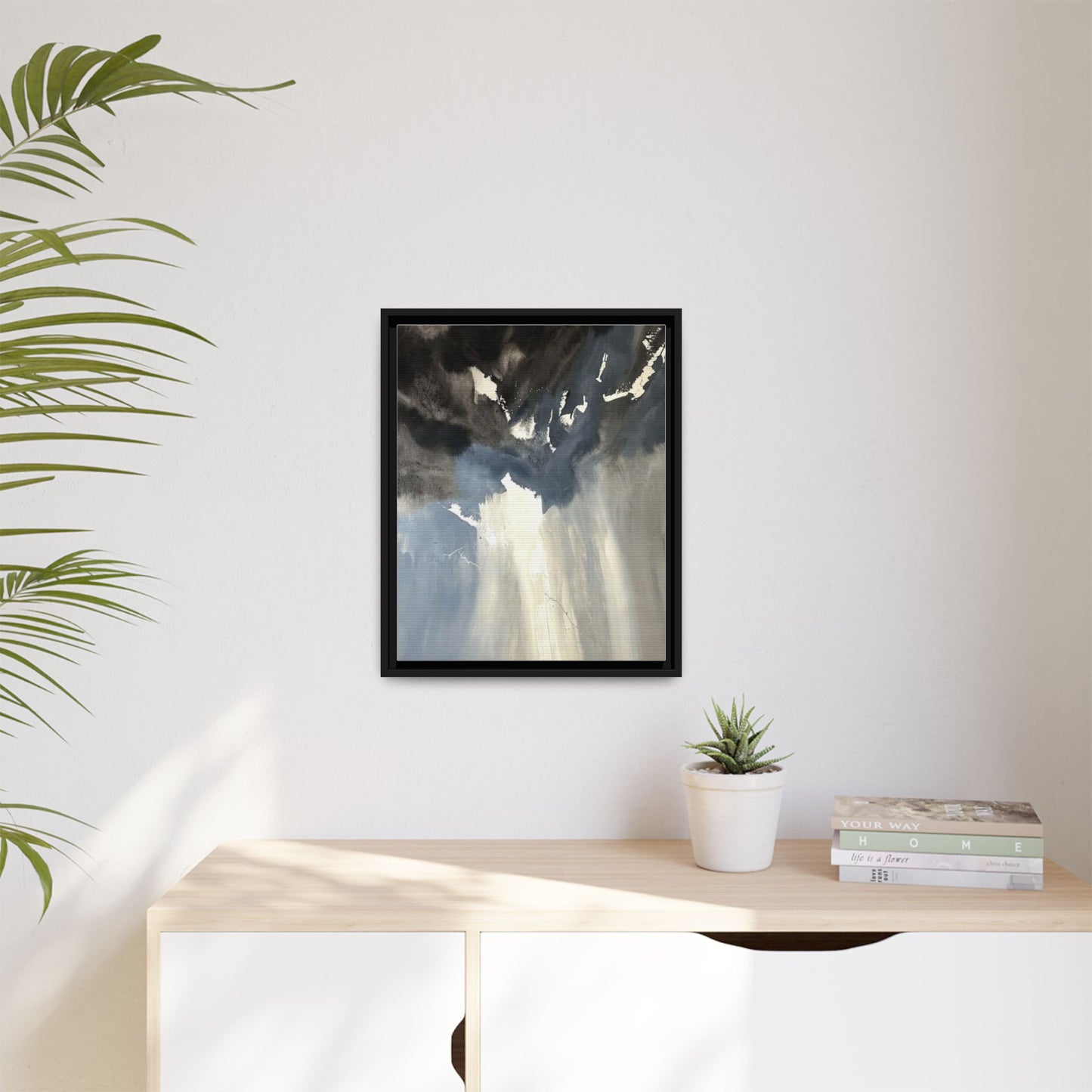 Framed Matte Canvas Art — Moody Abstract Sky Painting