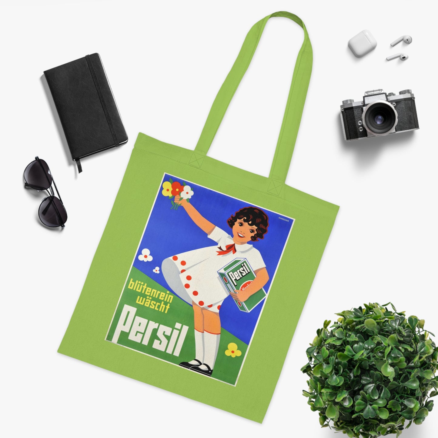 Persil Vintage Ad Tote Bag — Retro Flower Girl Laundry Graphic Cotton Tote