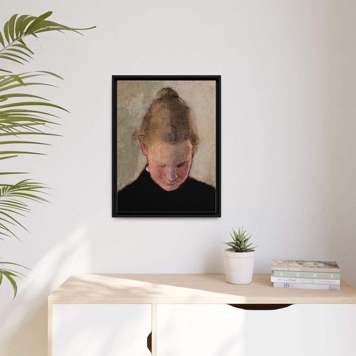 Lukeva tytto by Helena Schjerfbeck Framed Matte Canvas Art Print