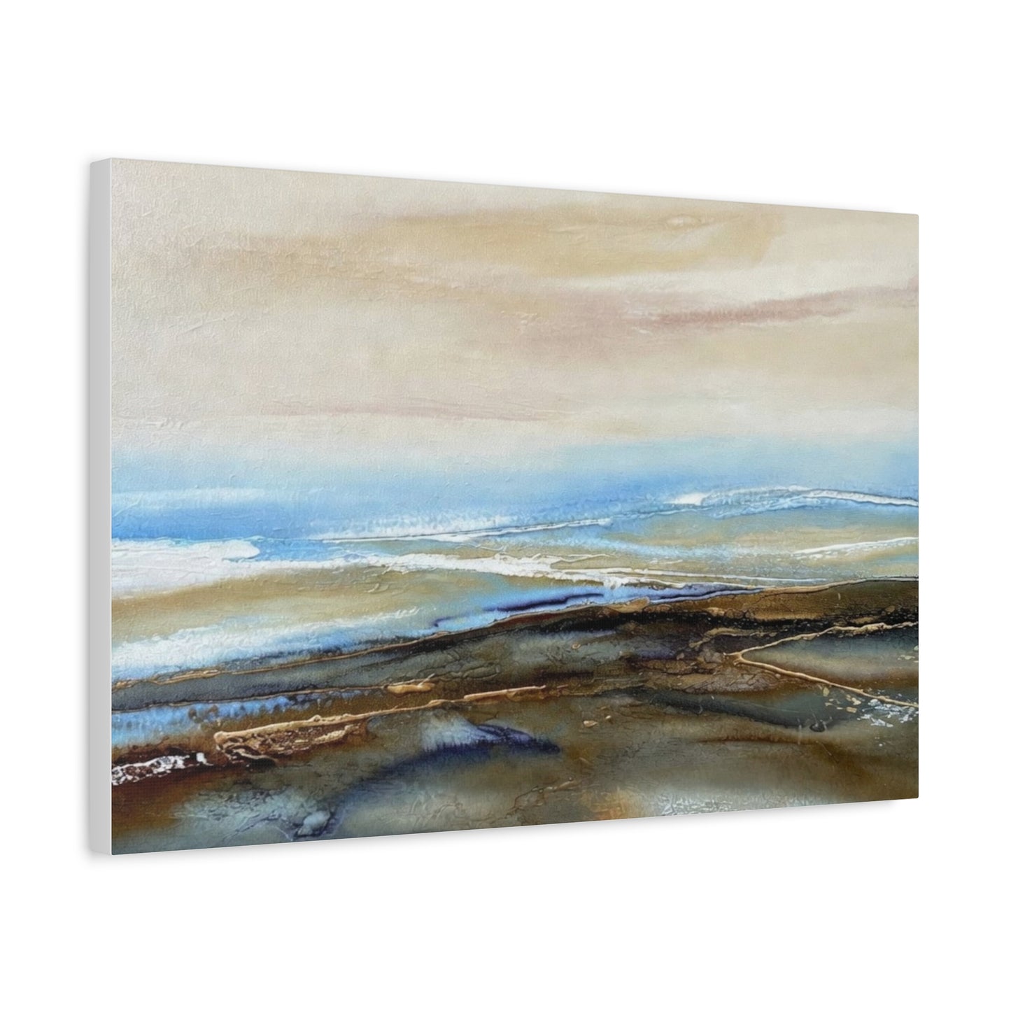 Coastal Abstract Matte Canvas Wall Art — Serene Ocean Horizon Stretch