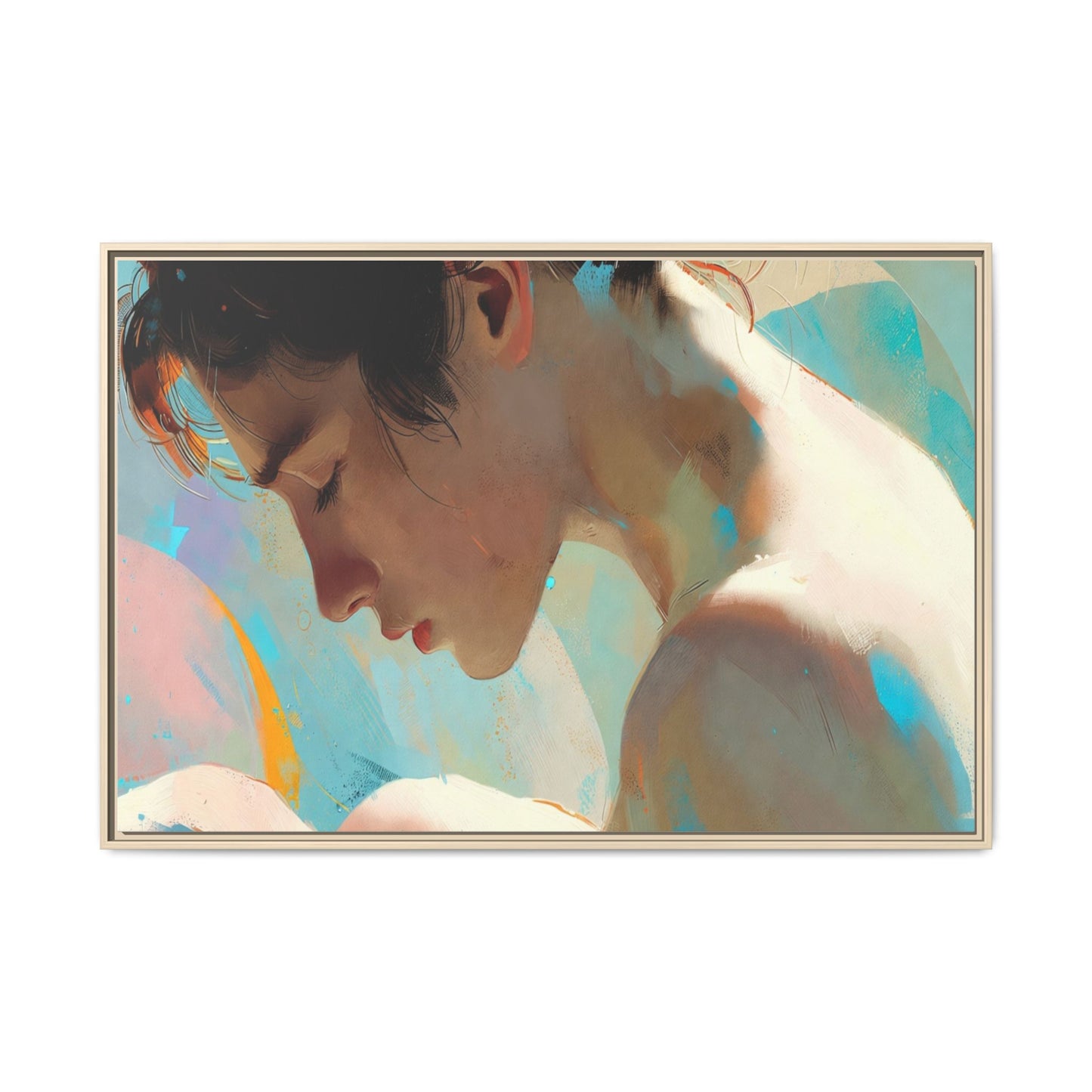 Framed Matte Canvas Print — Dreamy Portrait Art (Multi‑Color)