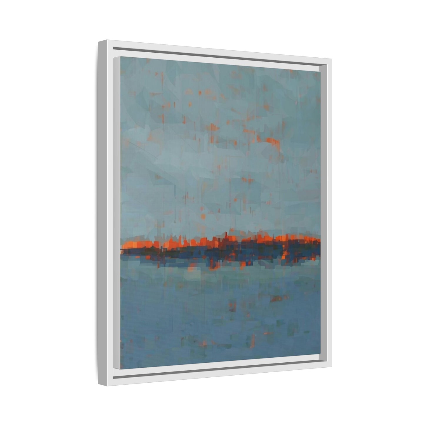 Framed Canvas Art — Teal & Orange Abstract Seascape