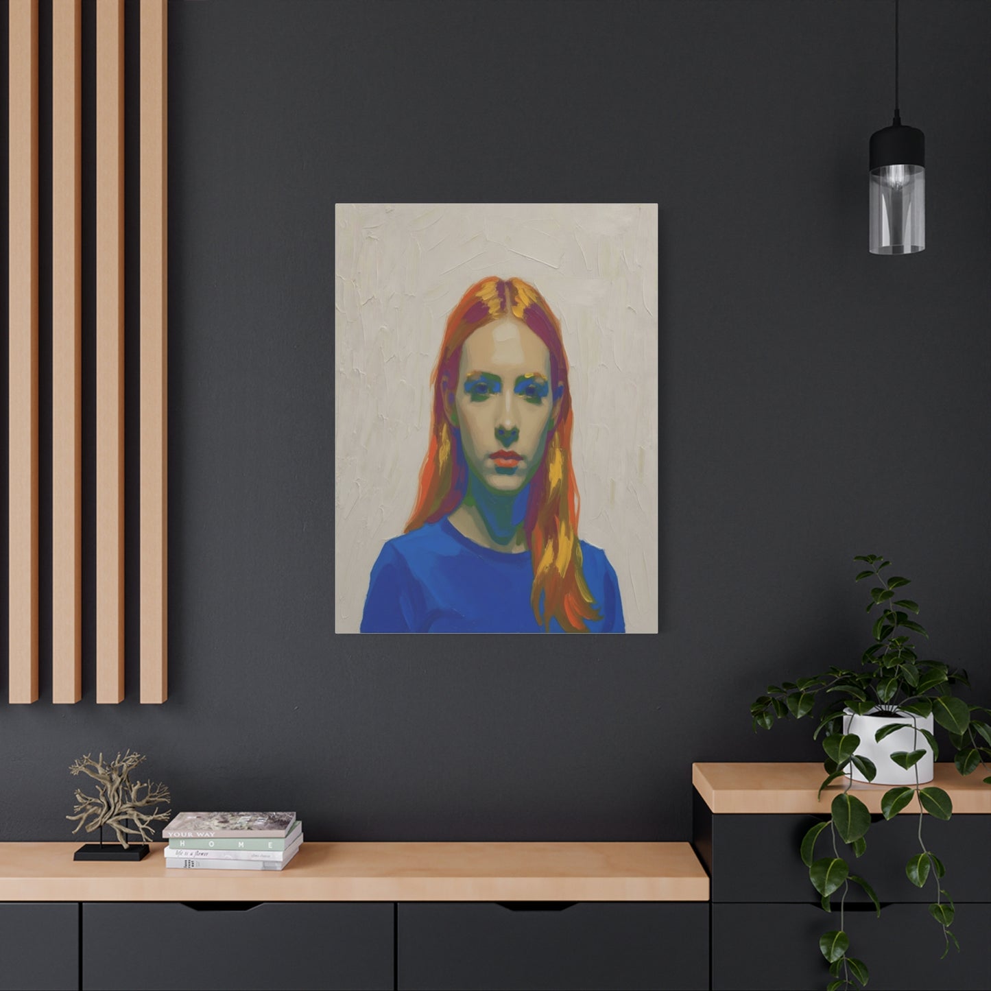 Modern Pop Portrait Canvas — Colorful Woman Matte Stretched Wall Art