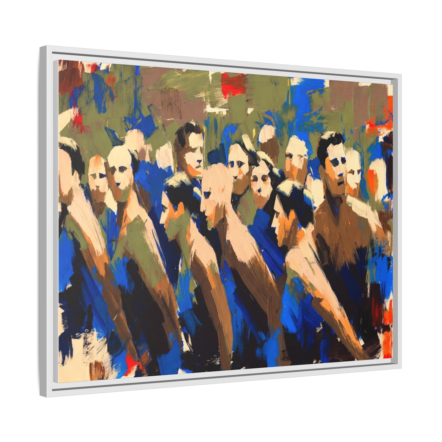 Abstract Crowd Matte Canvas Print — Framed Multi-Color Wall Art