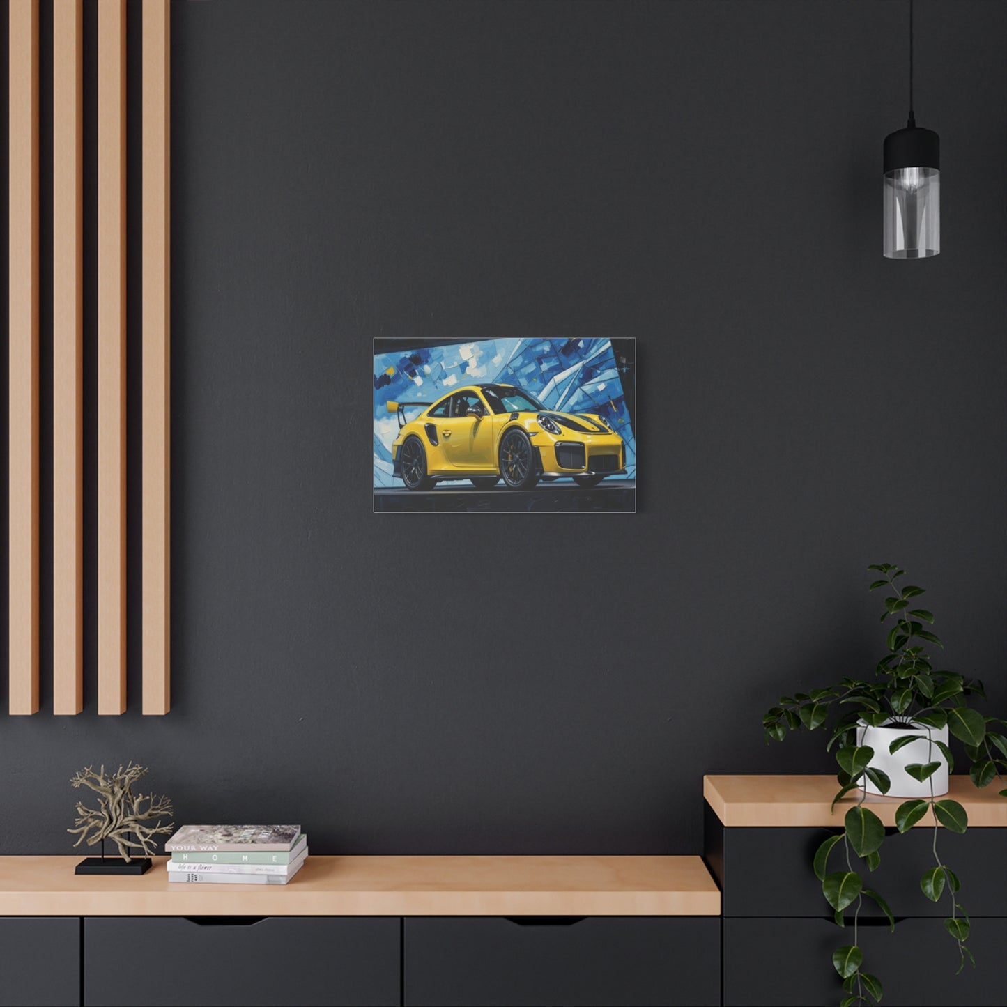 Yellow Porsche Sports Car Canvas Print — Modern Automotive Wall Art