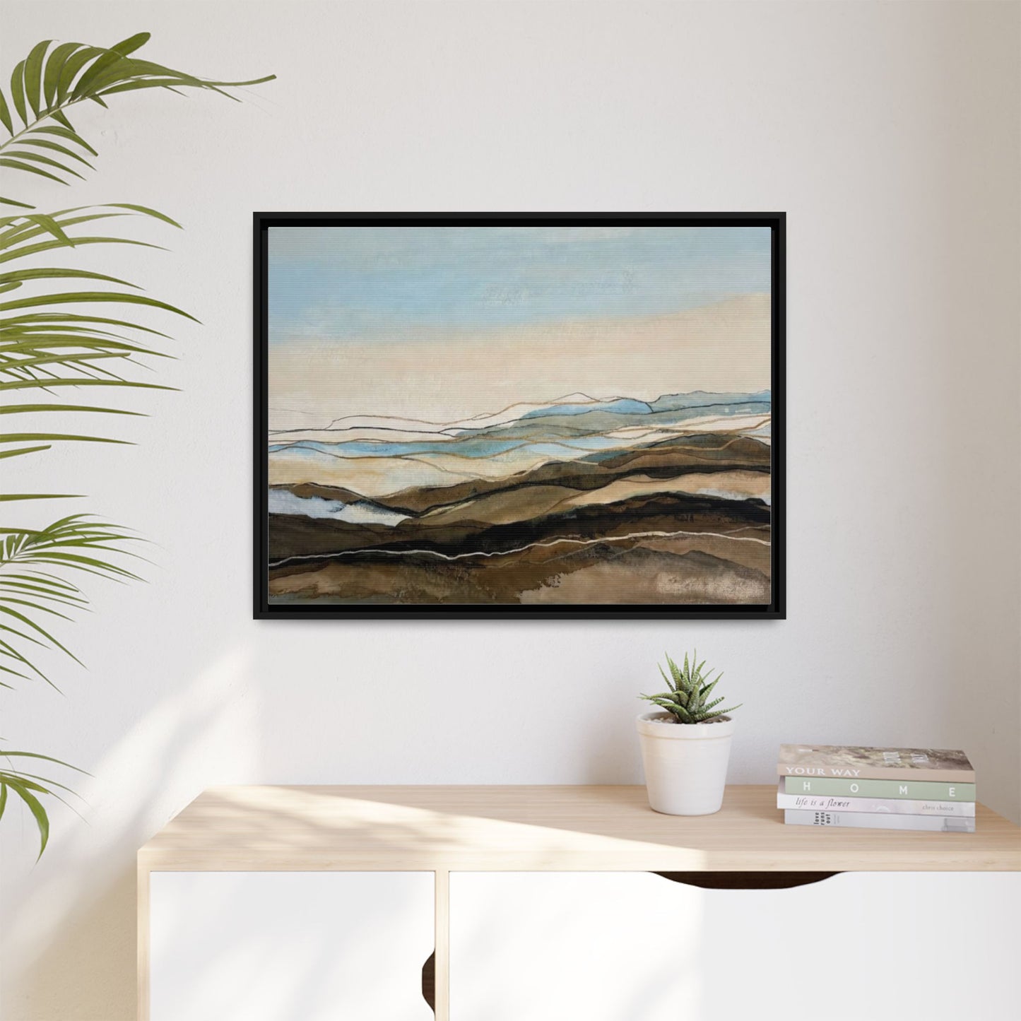 Framed Matte Canvas Print — Abstract Coastal Landscape Wall Art