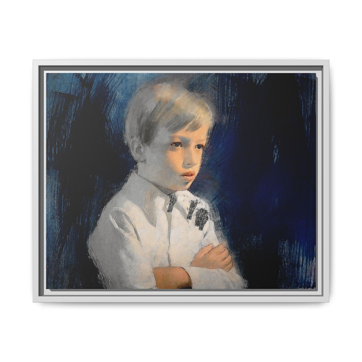 Painting of boy by Unknown Artist Framed Matte Canvas Wall Art Print