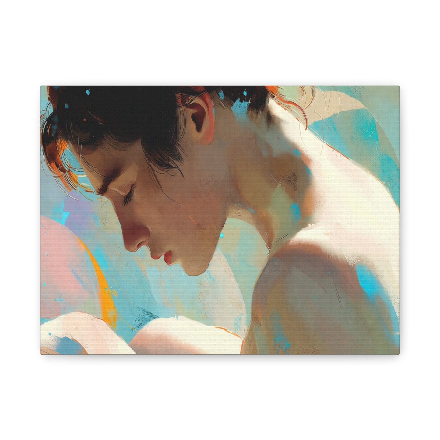 Dreamy Portrait Matte Canvas Print — Serene Female Profile Wall Art, Stretched 1.25"