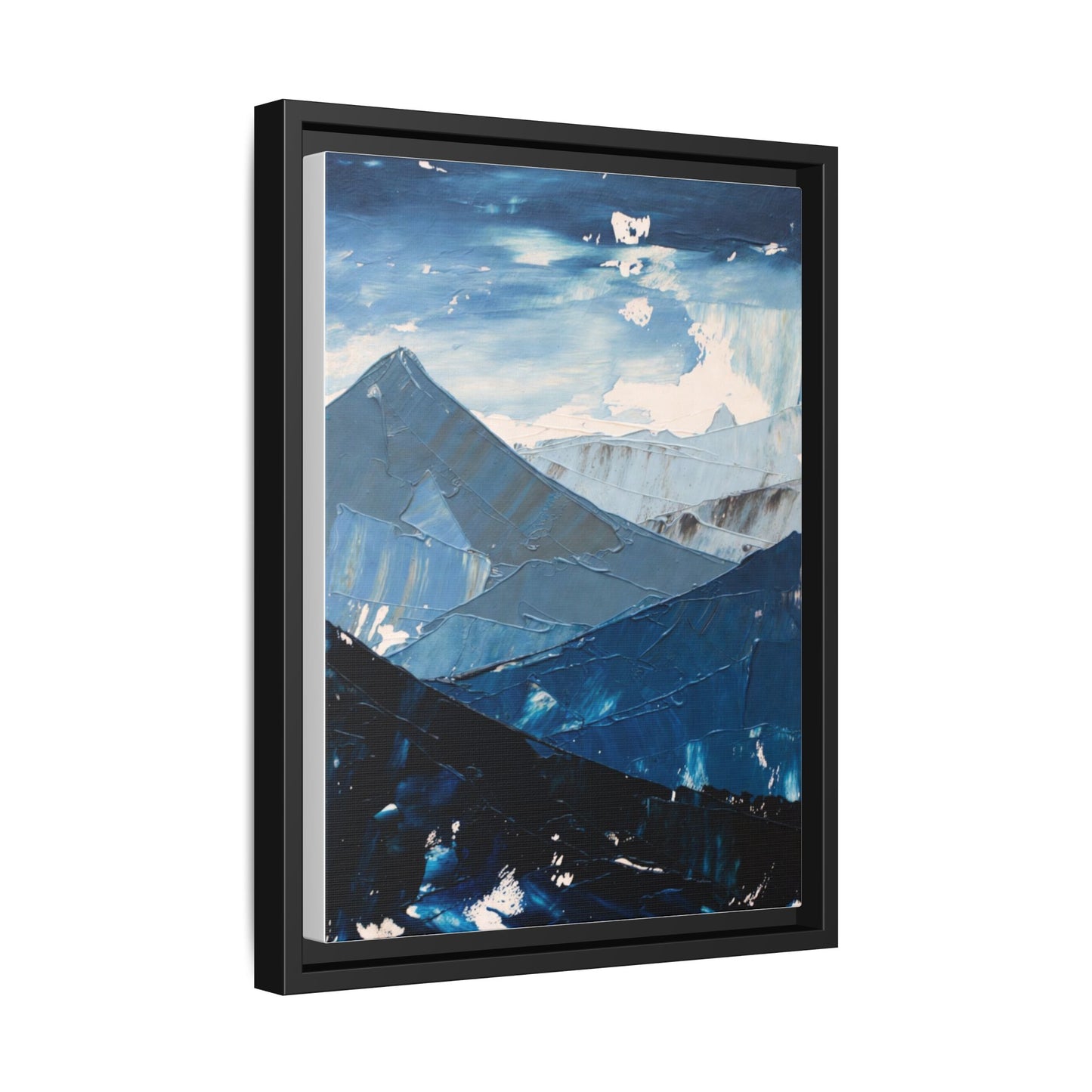 Blue Mountain Landscape Matte Canvas Framed | Abstract Mountain Wall Art
