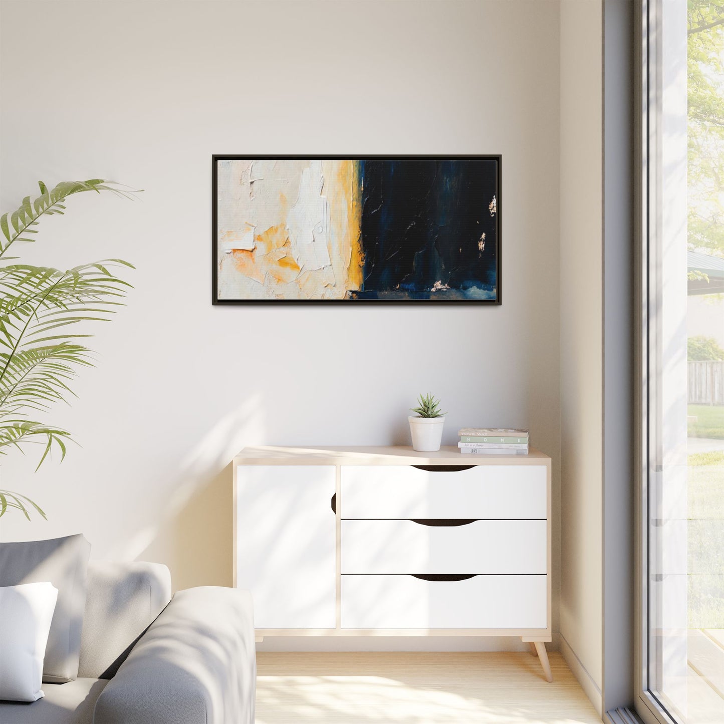 Abstract Coastal Texture Framed Canvas Art — Matte Multi-Color Wall Print