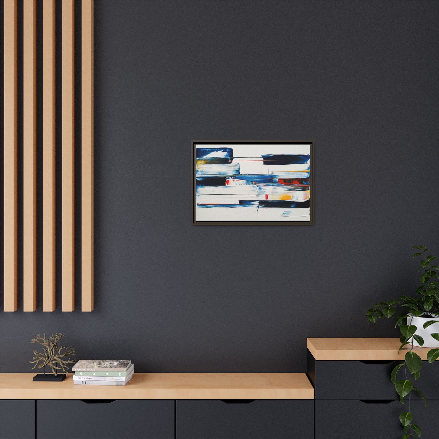 Abstract Coastal Brushstrokes Framed Canvas Print