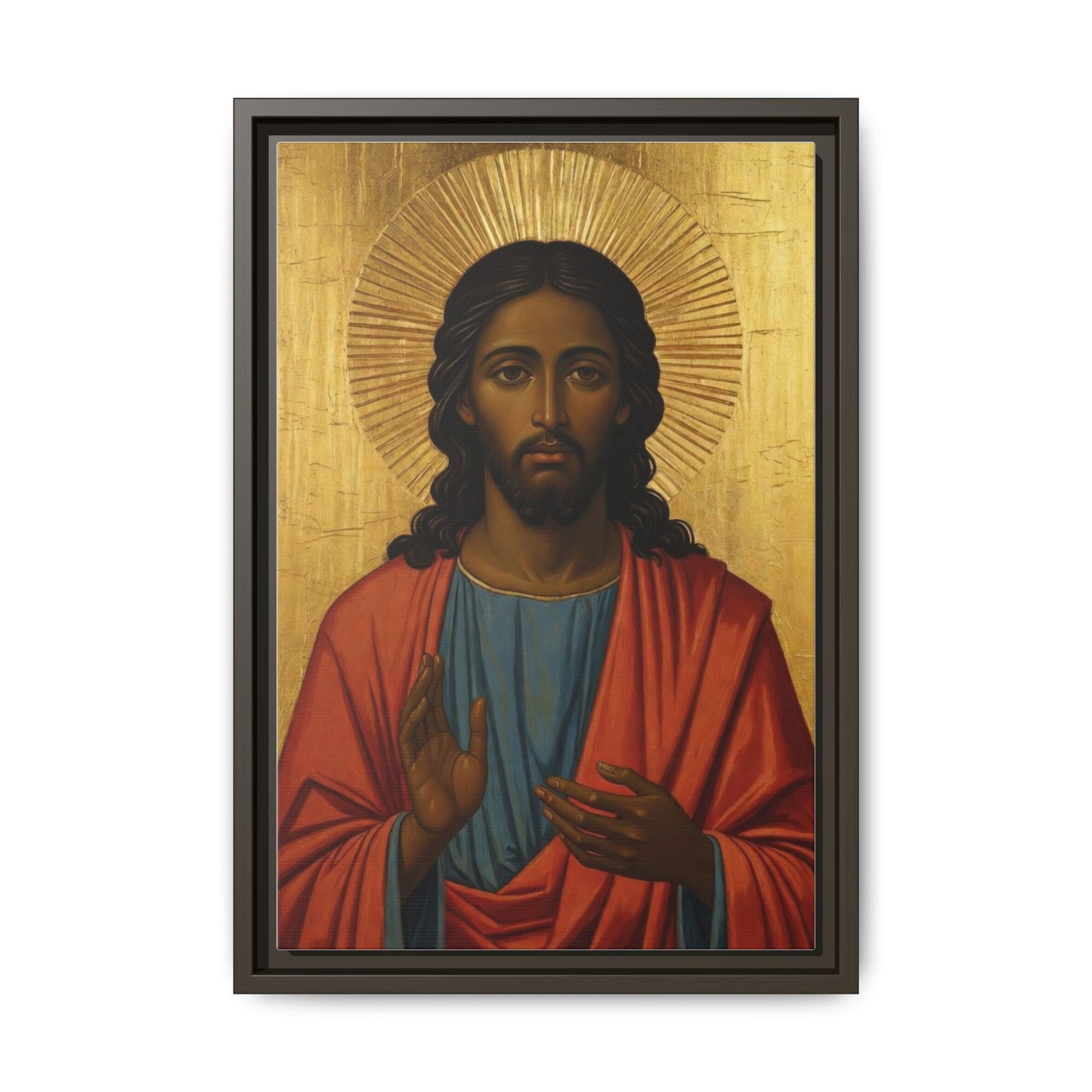 Framed Orthodox Christ Icon Matte Canvas — Religious Wall Art for Home, Church, or Prayer Corner