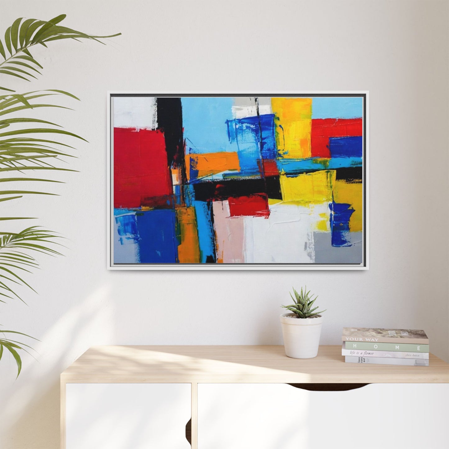 Abstract Color Block Matte Canvas Framed Wall Art