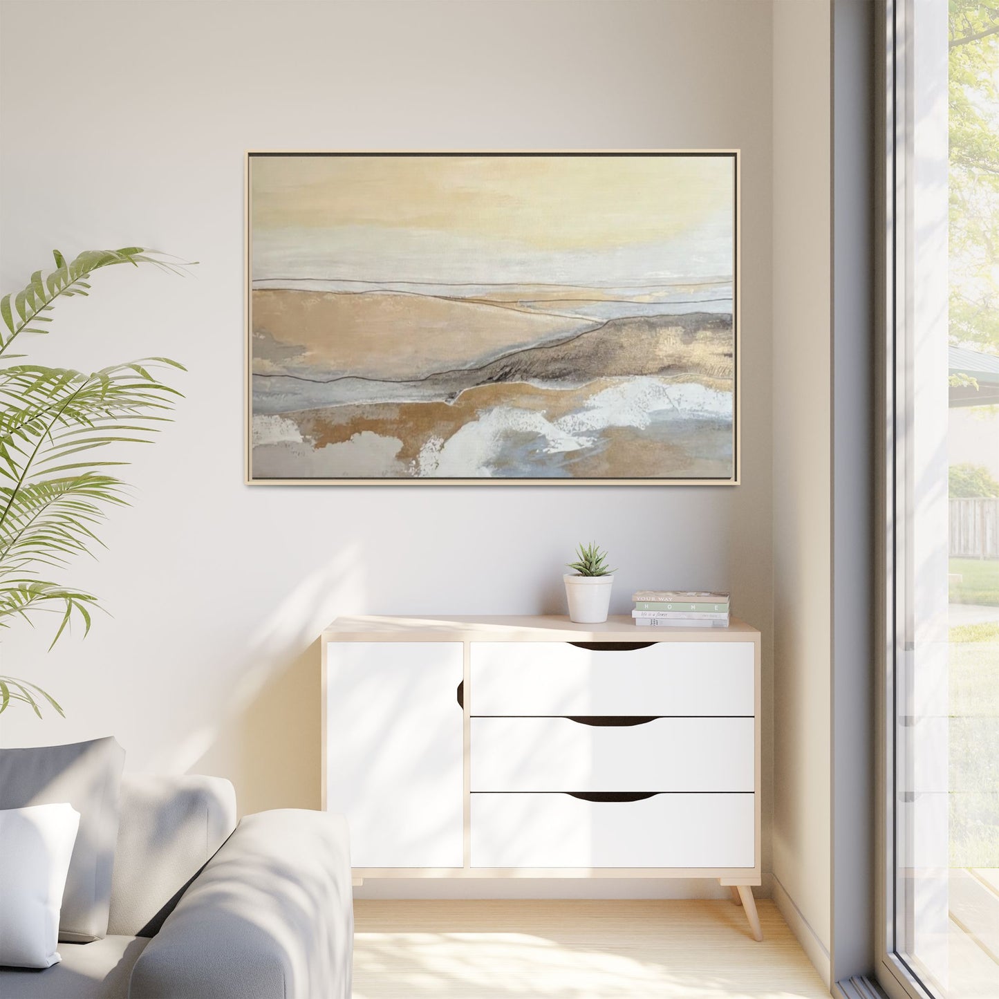 Framed Abstract Coastal Landscape Matte Canvas Wall Art