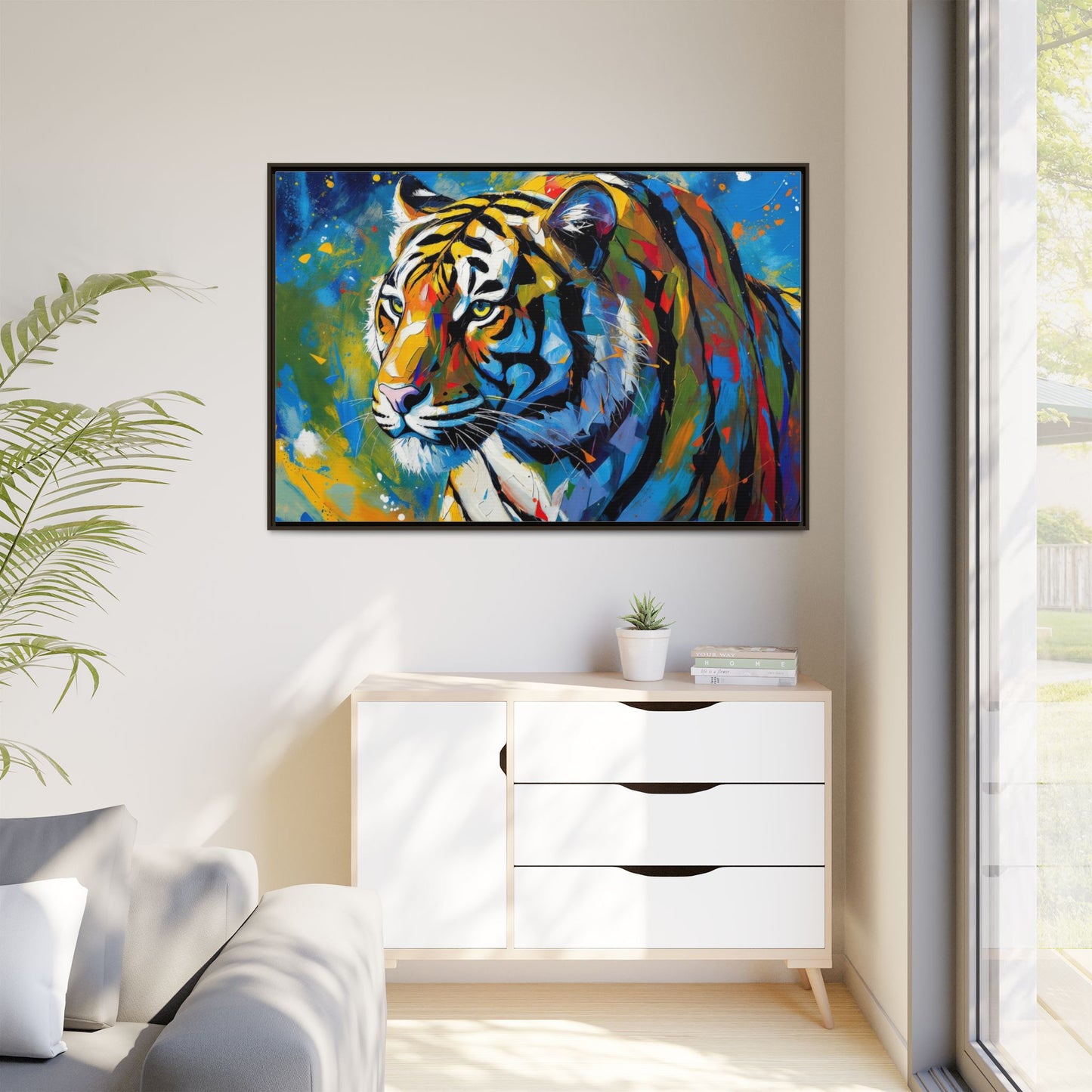 Colorful Tiger Matte Canvas Framed Art — Vibrant Wildlife Wall Decor