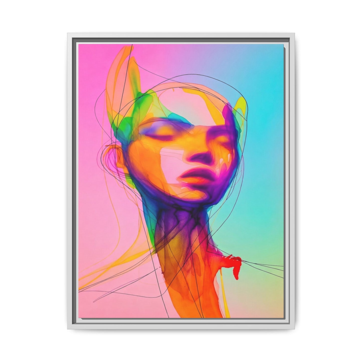Framed Matte Canvas Art — Vibrant Abstract Portrait Wall Print